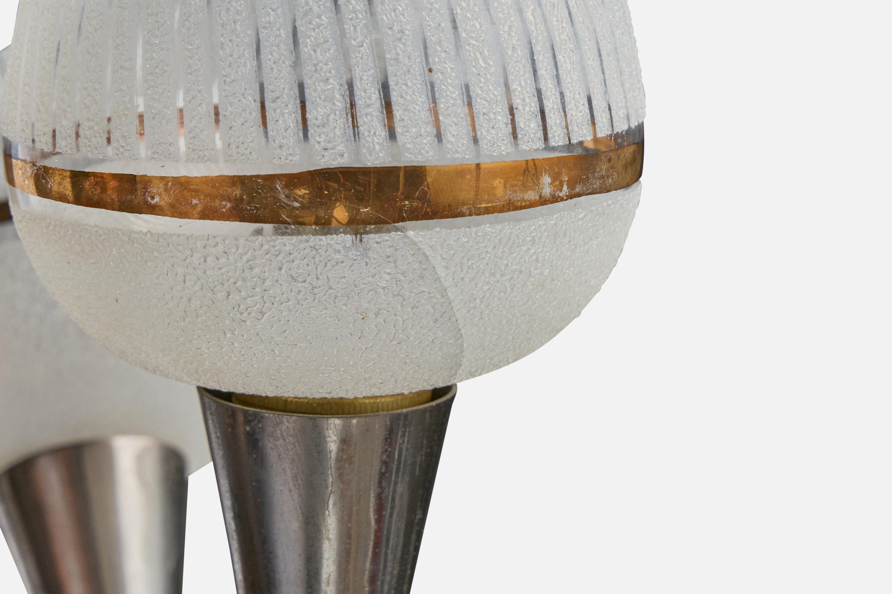 Designer francese, lampade da parete, ottone, metallo, vetro, Francia, anni '50 in vendita 2