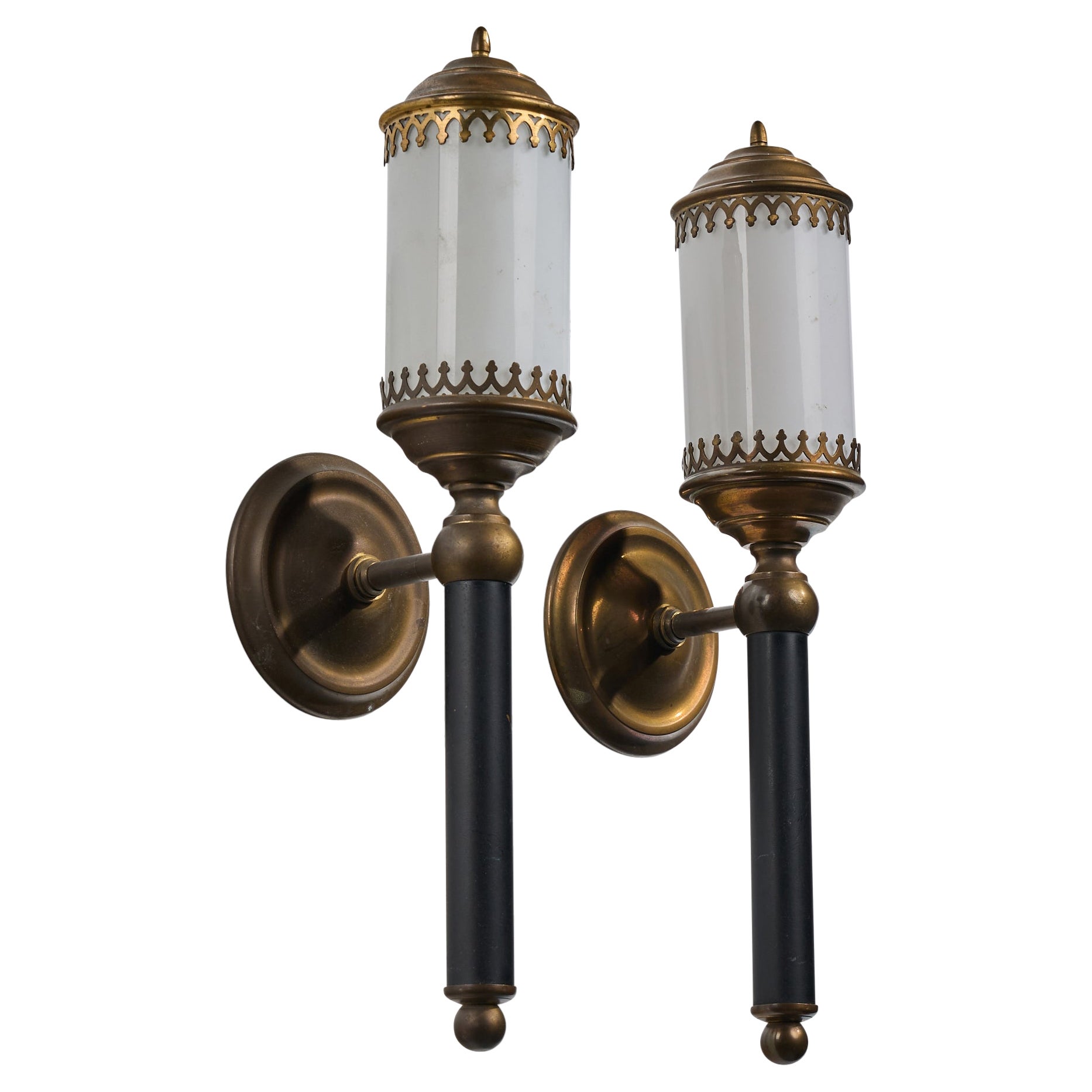 Design/One, Design-Light, laiton, métal, verre, France, années 1950 en vente