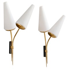Design/One, Design-Light, laiton, métal, verre, France, années 1950