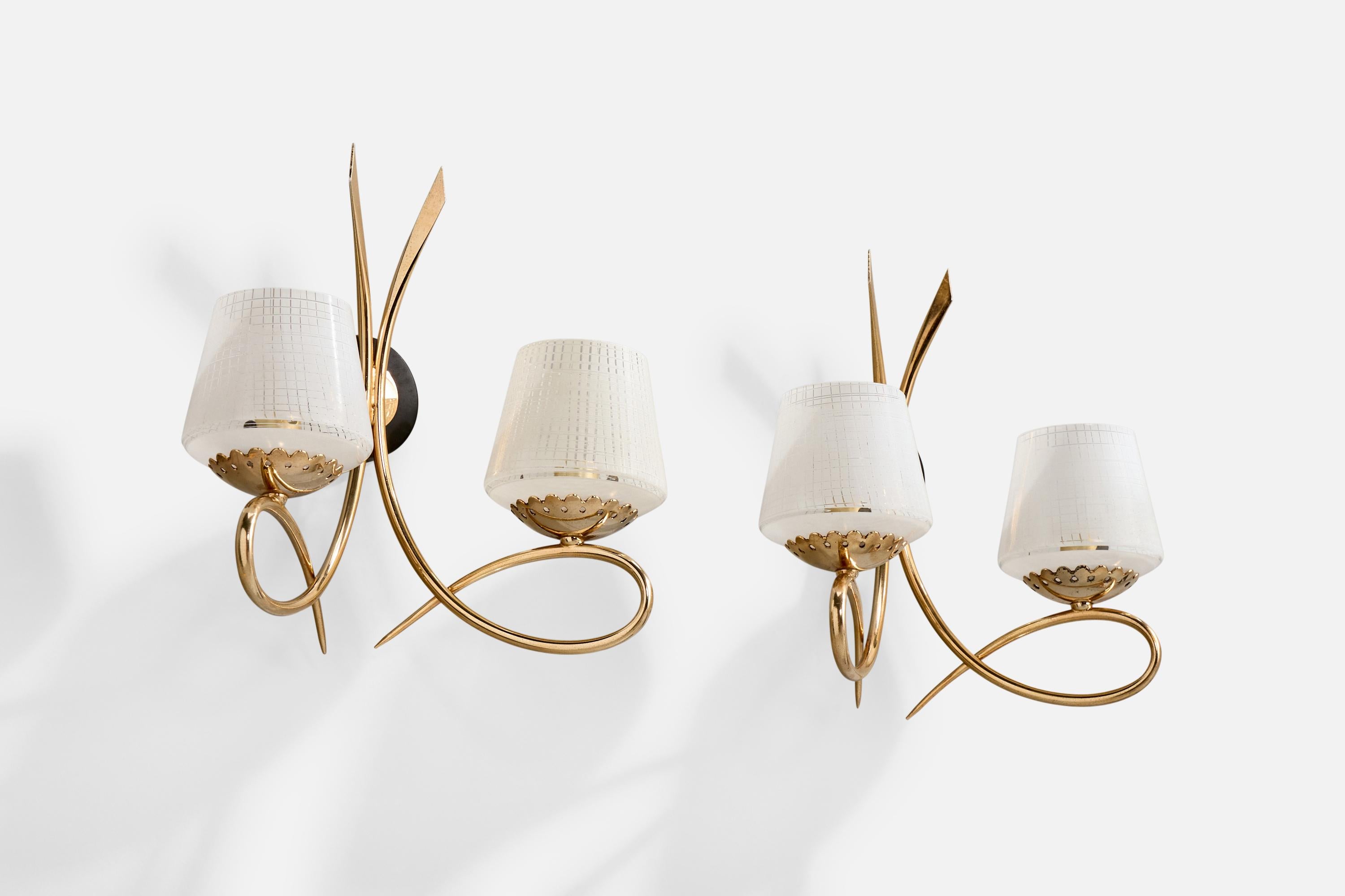 Mid-Century Modern Design/One, Design-Light, laiton, métal, verre, France, années 1960 en vente