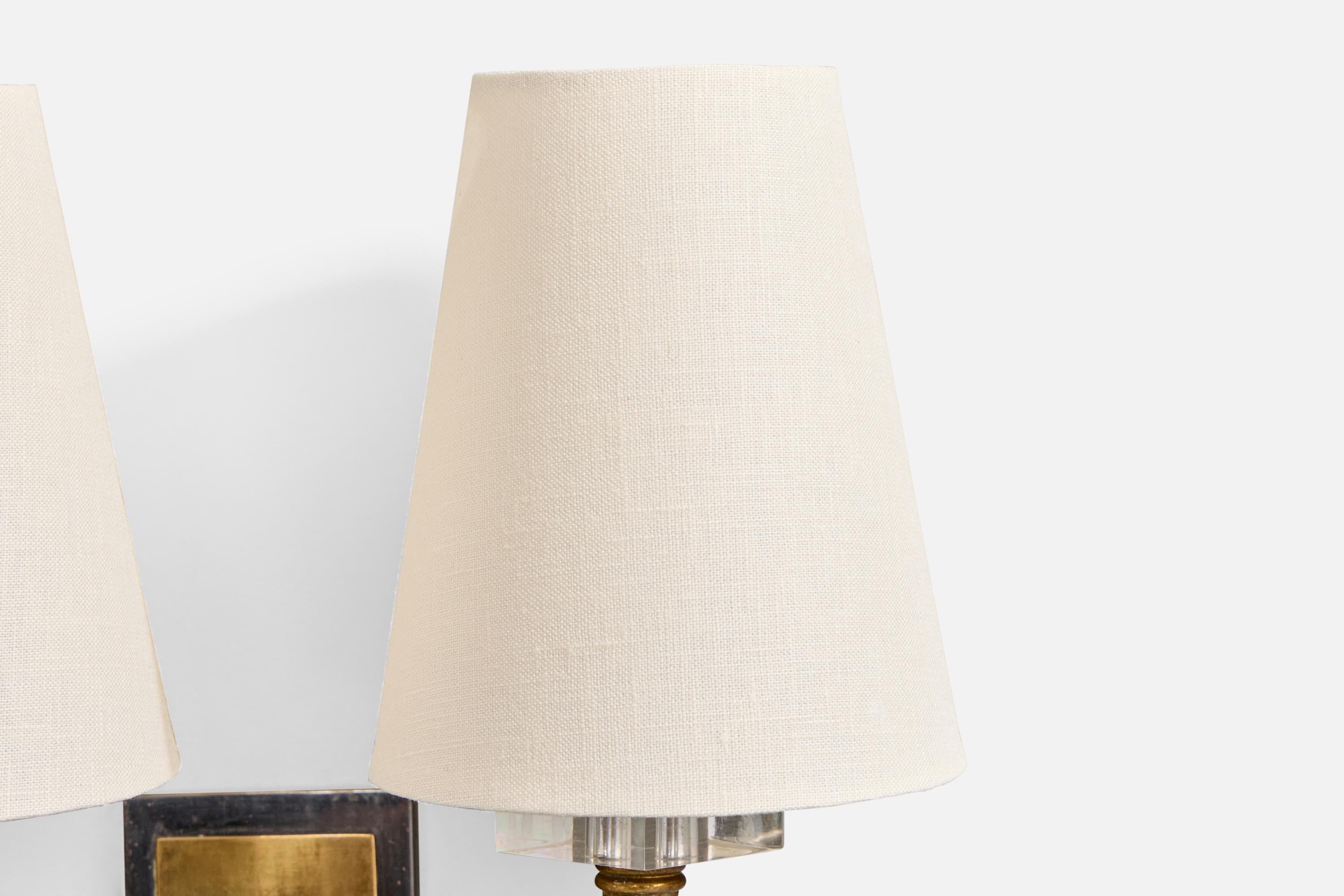 Design-Light, laiton, métal, plexiglas, tissu, France, années 1950 en vente 1