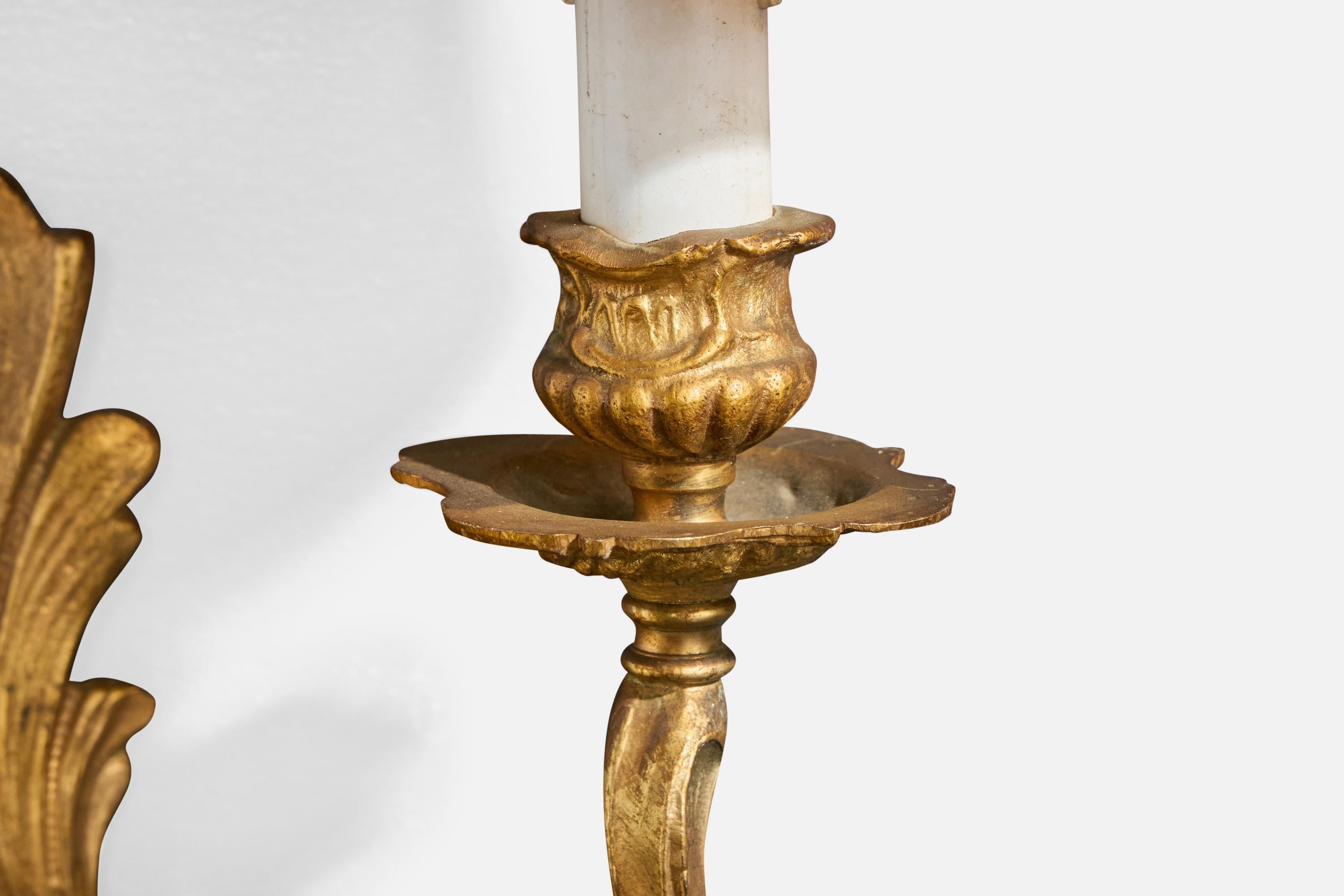 French Designer, Wall Lights, Brass, Parchment Paper, France, 1950s For Sale 5