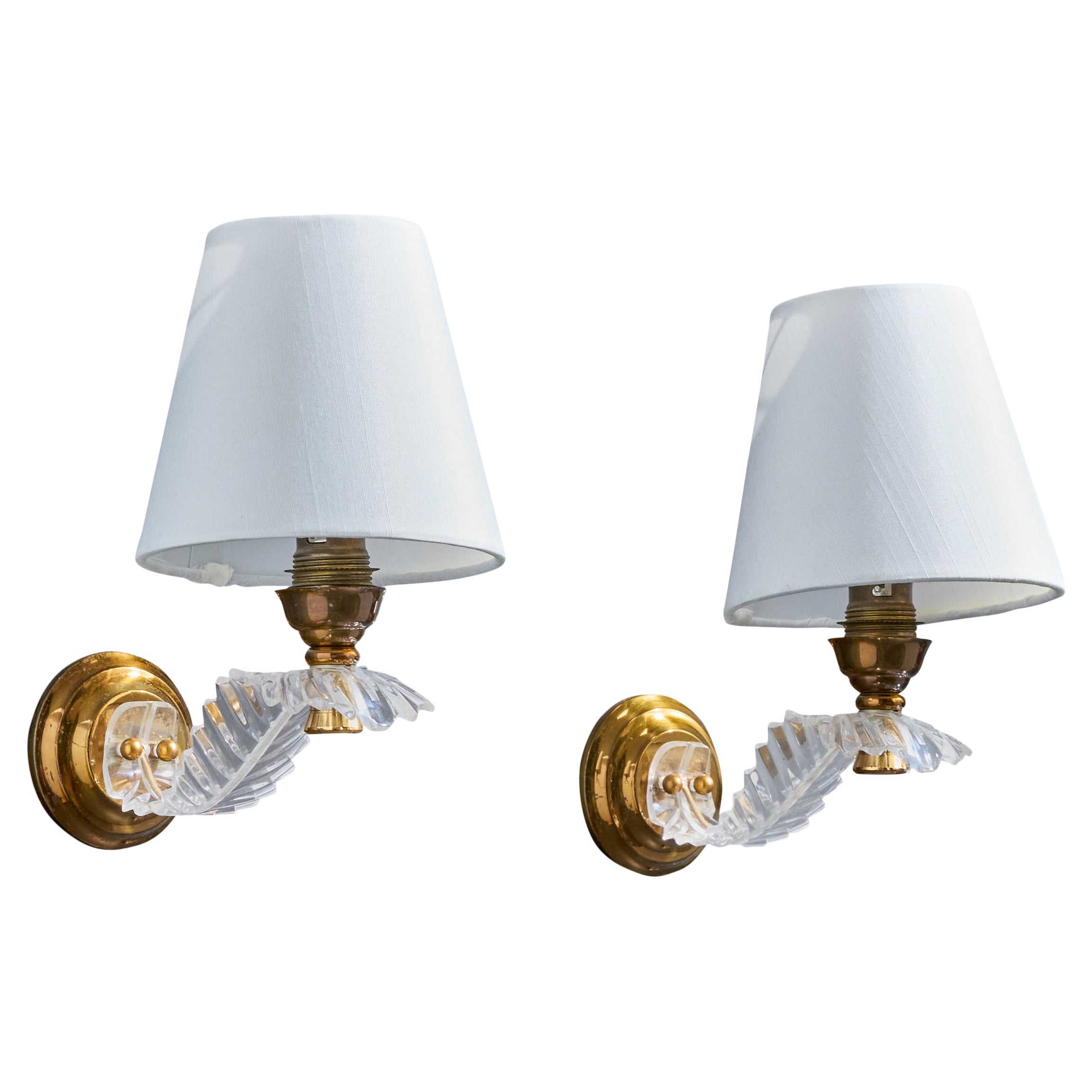 Diseñador francés, Apliques, Latón, Plexiglás, Tela, Francia, Años 50