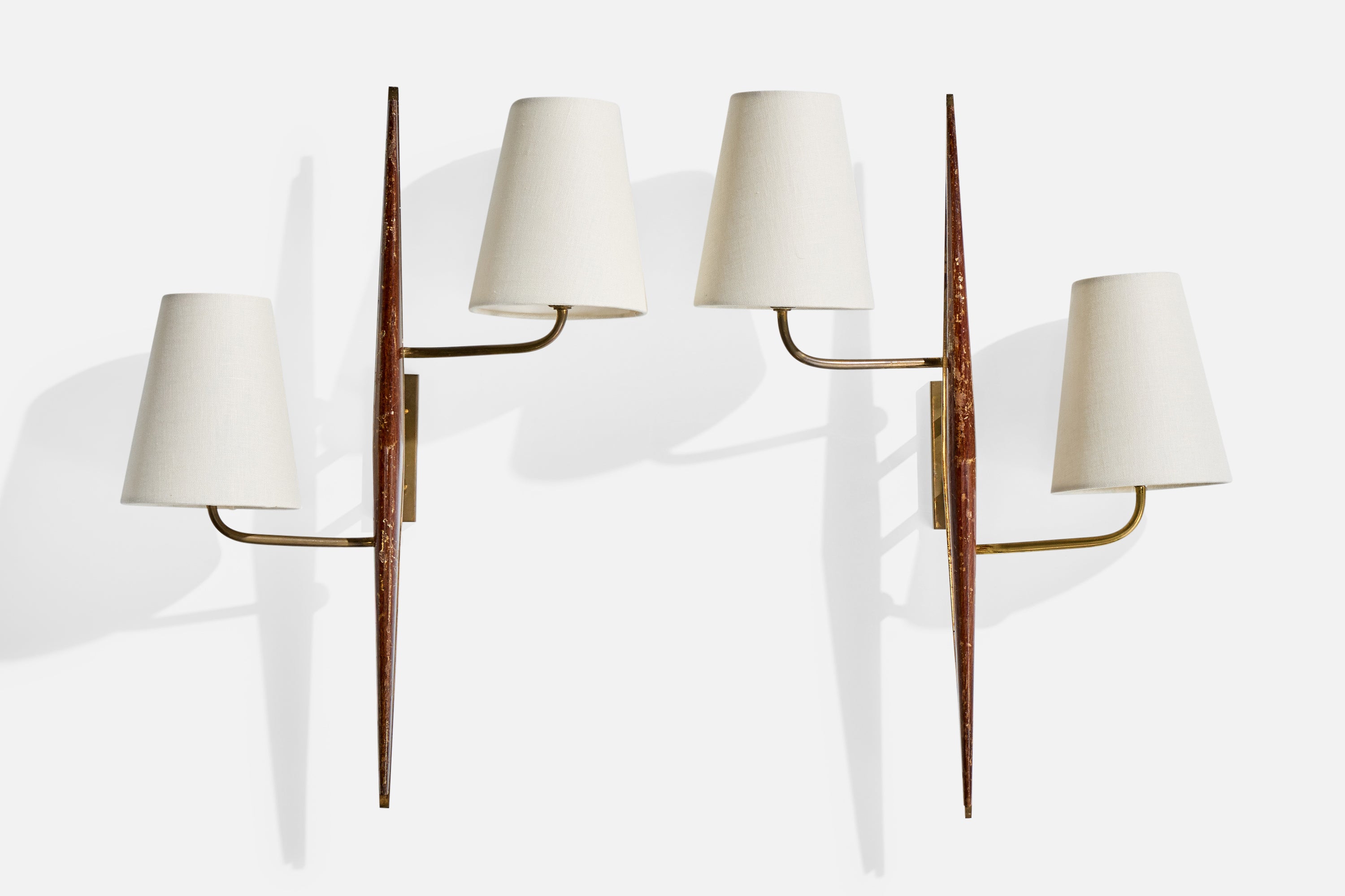 Design-Light français, laiton, Wood, tissu, France, années 1950 en vente