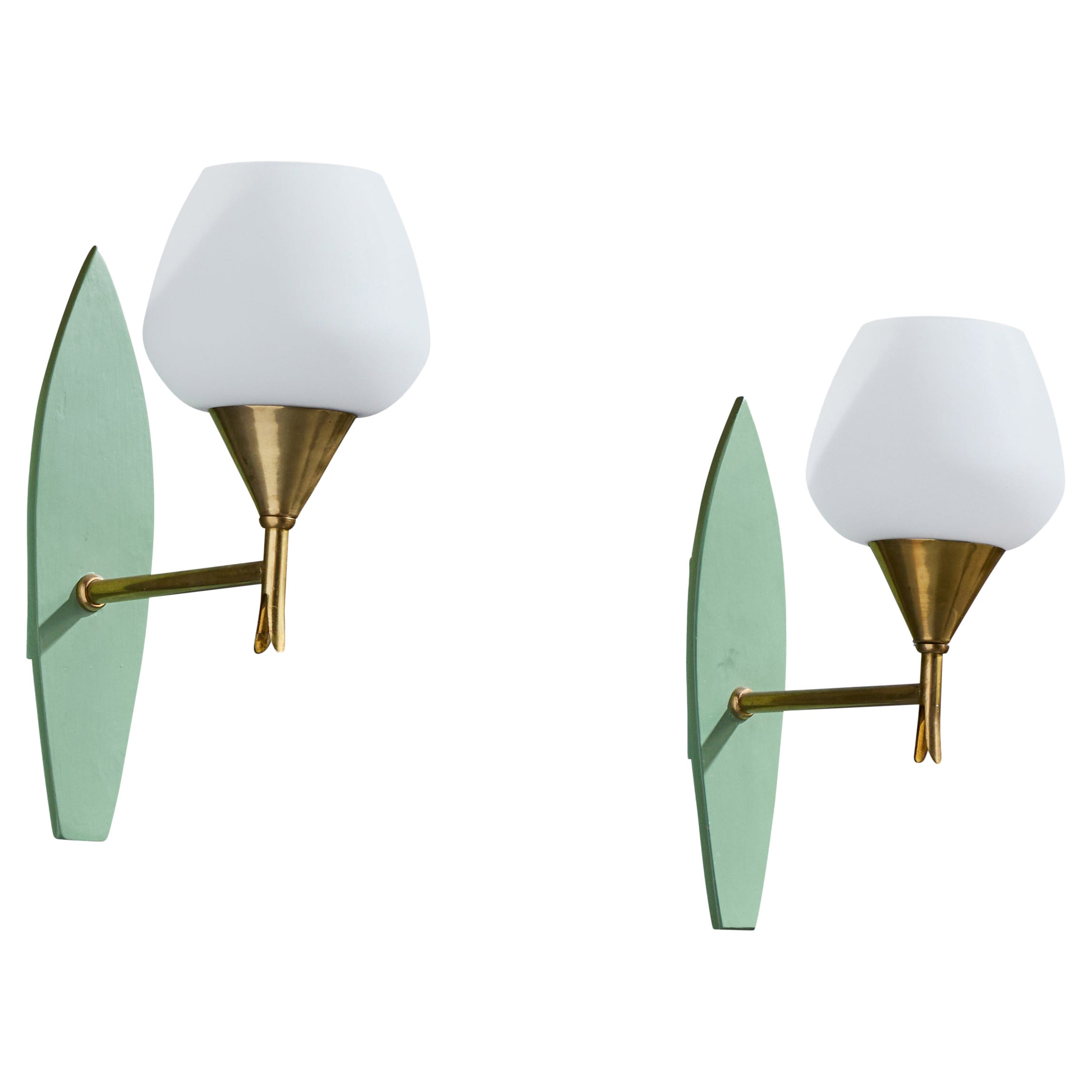 Design/One, Appliques, Laiton, Wood, Verre, France, années 1950