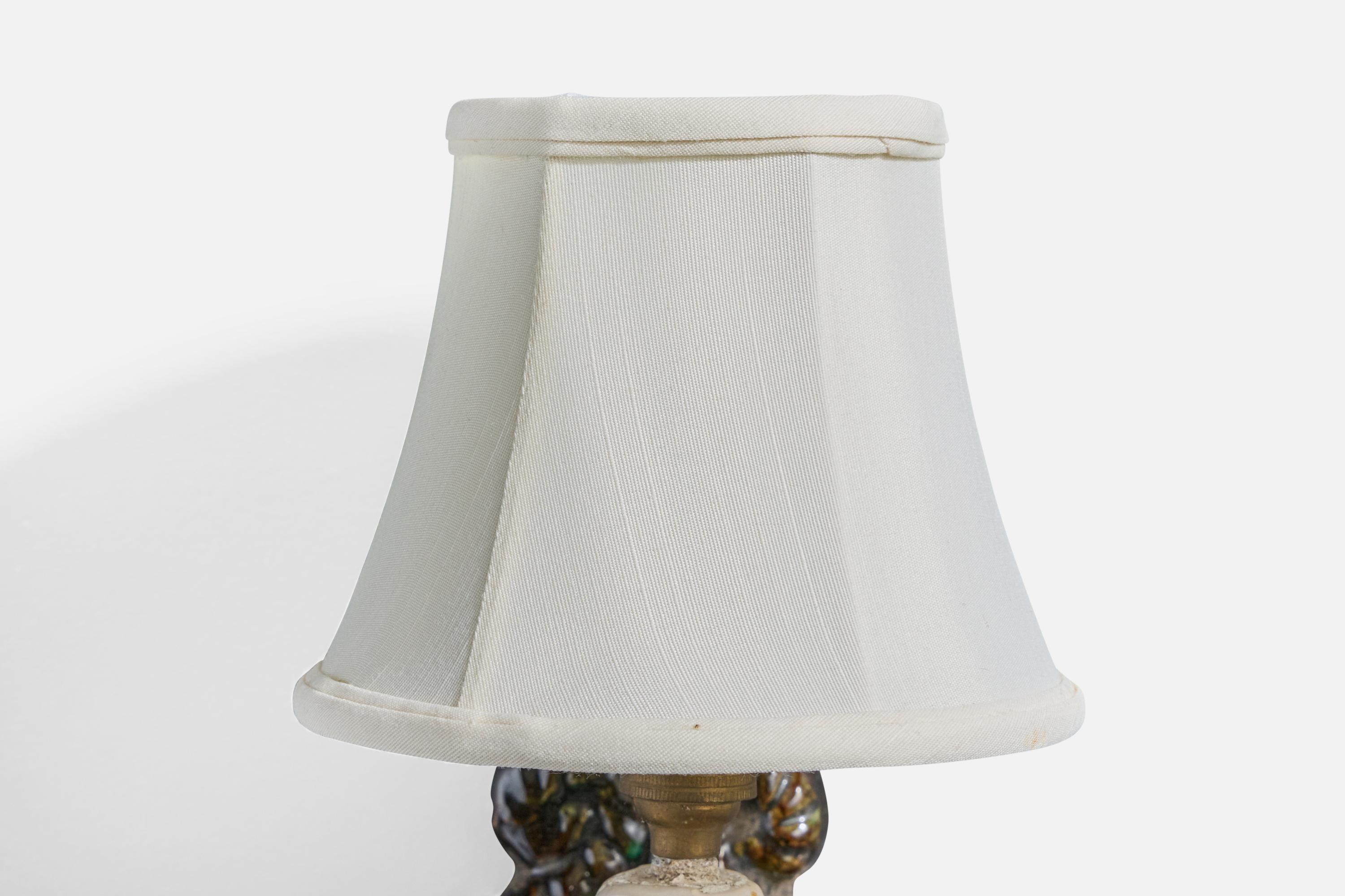 Designer français, appliques murales, céramique, tissu, France, années 1950 en vente 3