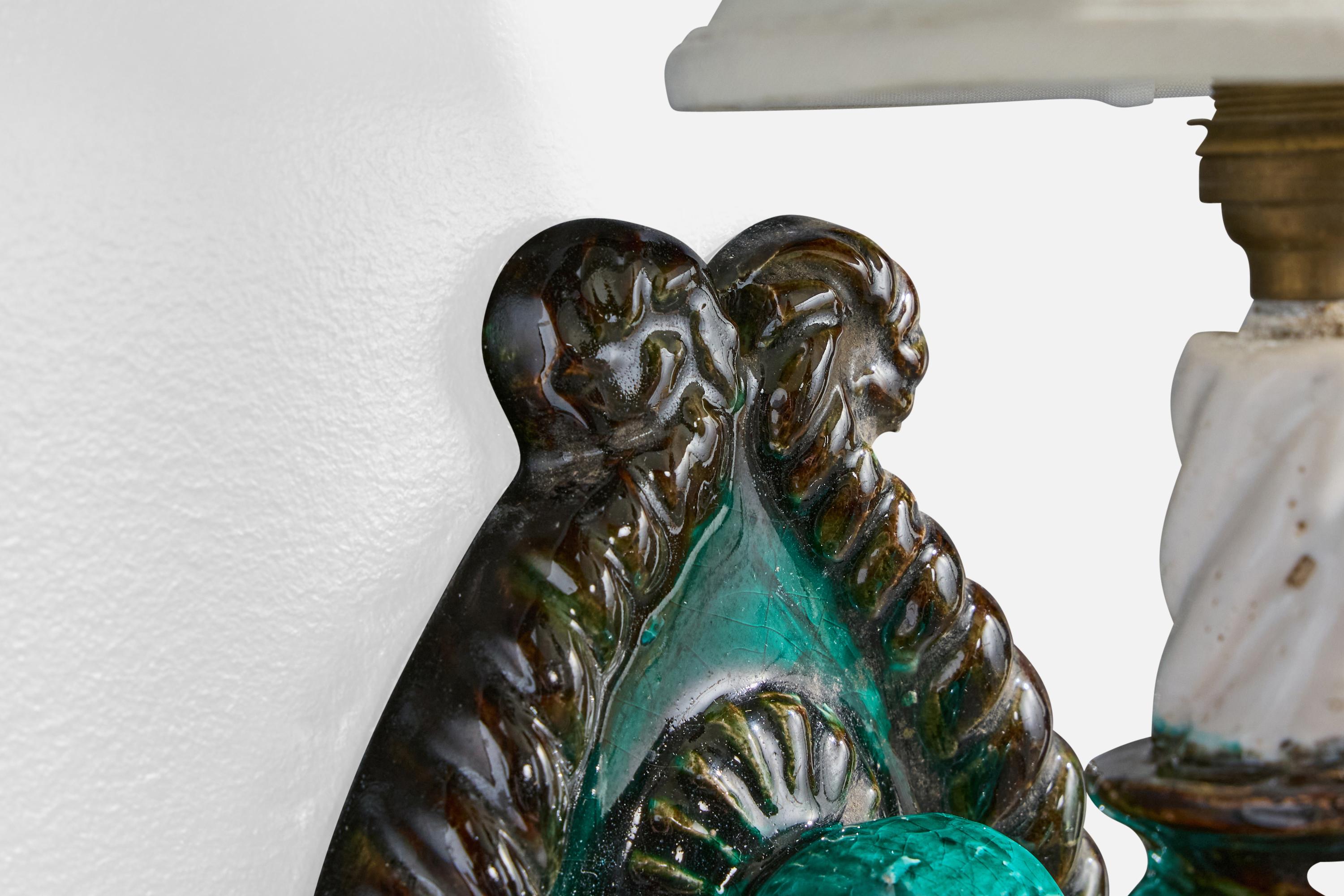 Céramique Designer français, appliques murales, céramique, tissu, France, années 1950 en vente