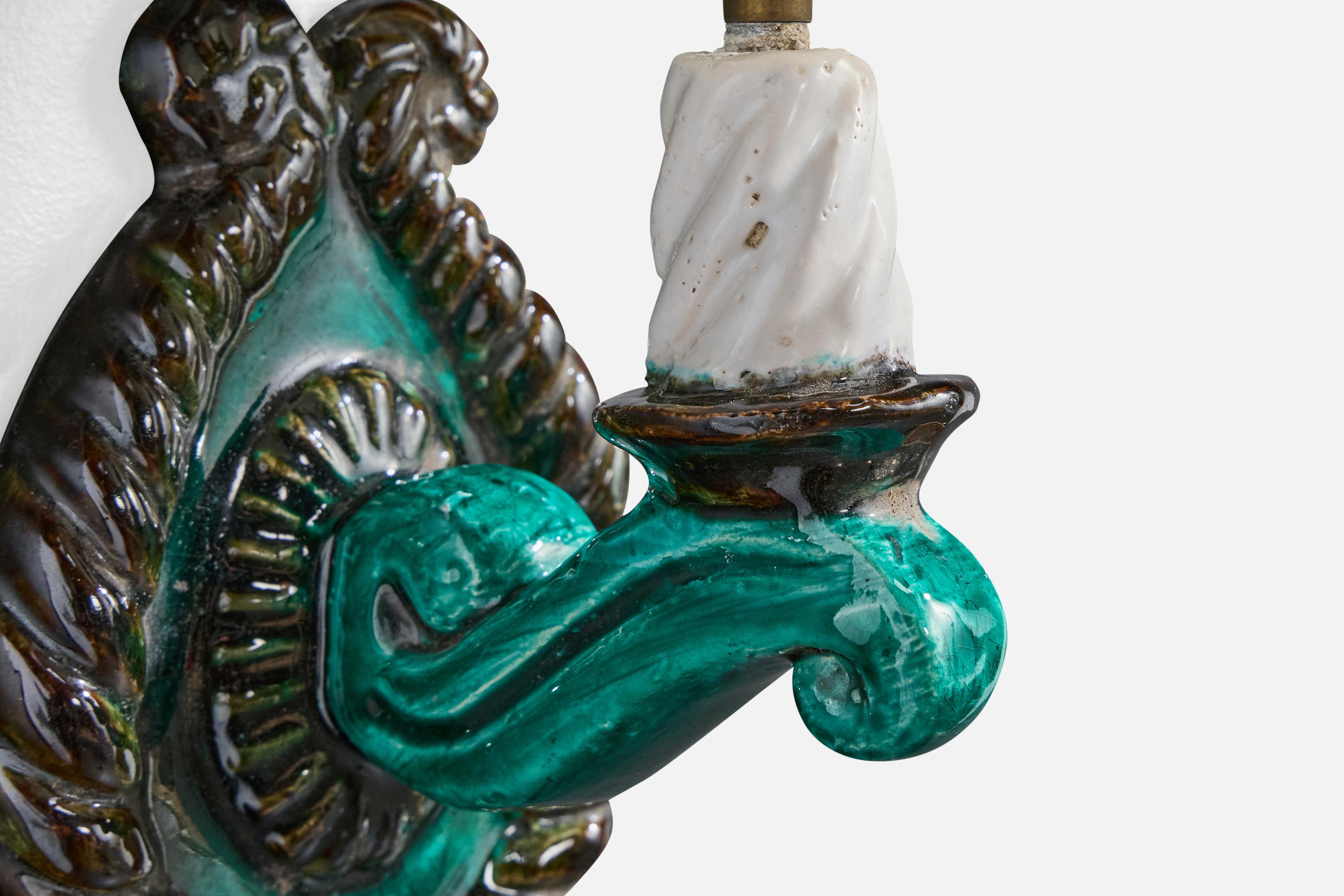 Designer français, appliques murales, céramique, tissu, France, années 1950 en vente 2