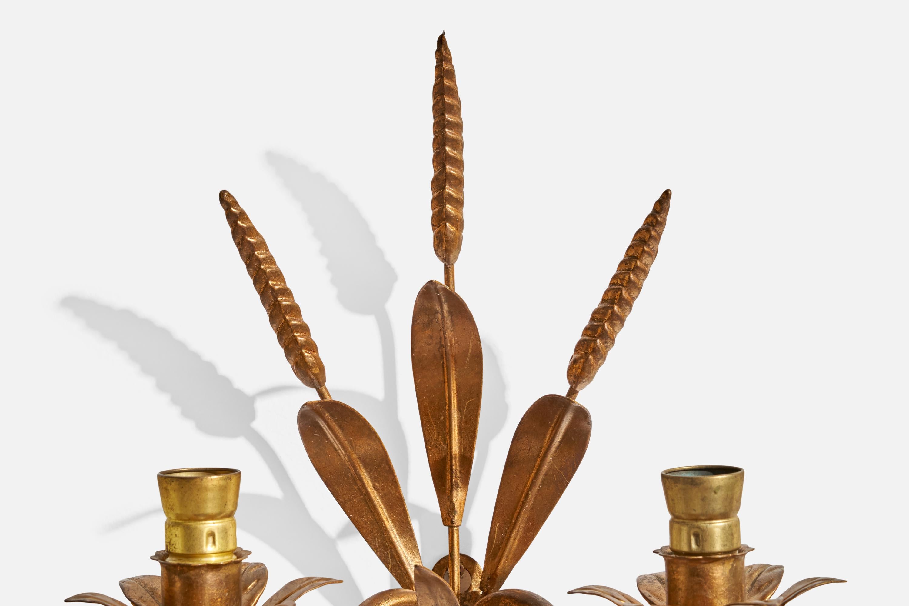 French Designer, Wall Lights, Copper, Fabric, France, 1940s For Sale 6
