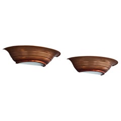 Diseñador francés, Apliques, Cobre, Cristal, Francia, Años 40