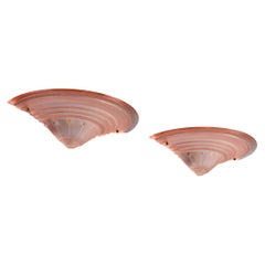 French Designer, Wall Lights, Glass, Brass, France, 1930s