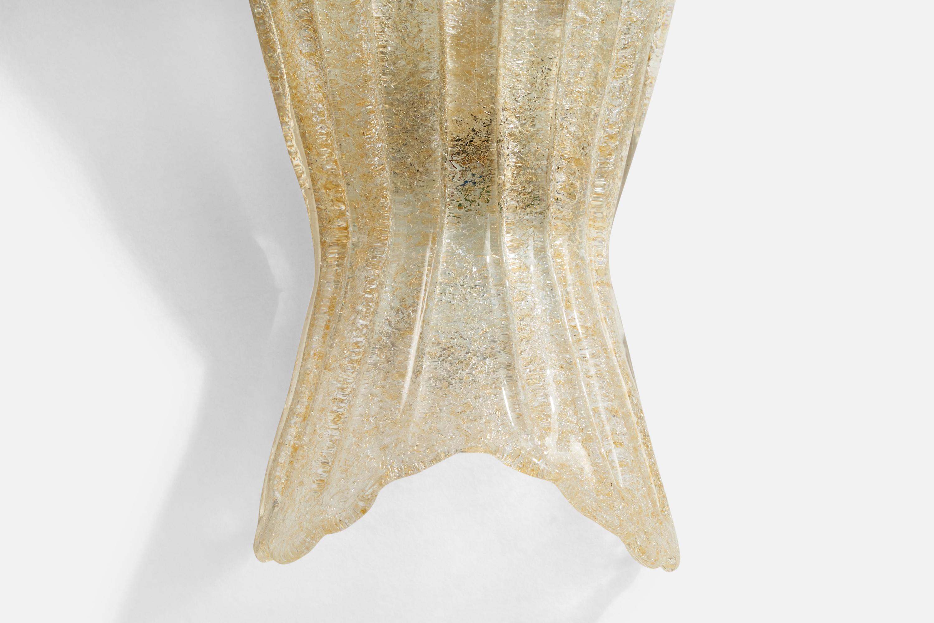 French Designer, Wall Lights, Glass, Brass, France, 1970s For Sale 6