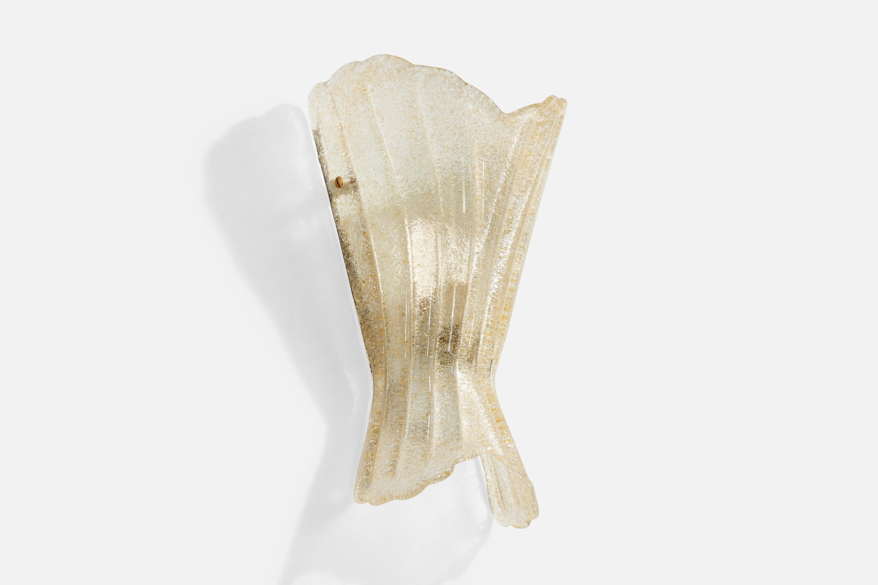 Late 20th Century French Designer, Wall Lights, Glass, Brass, France, 1970s For Sale