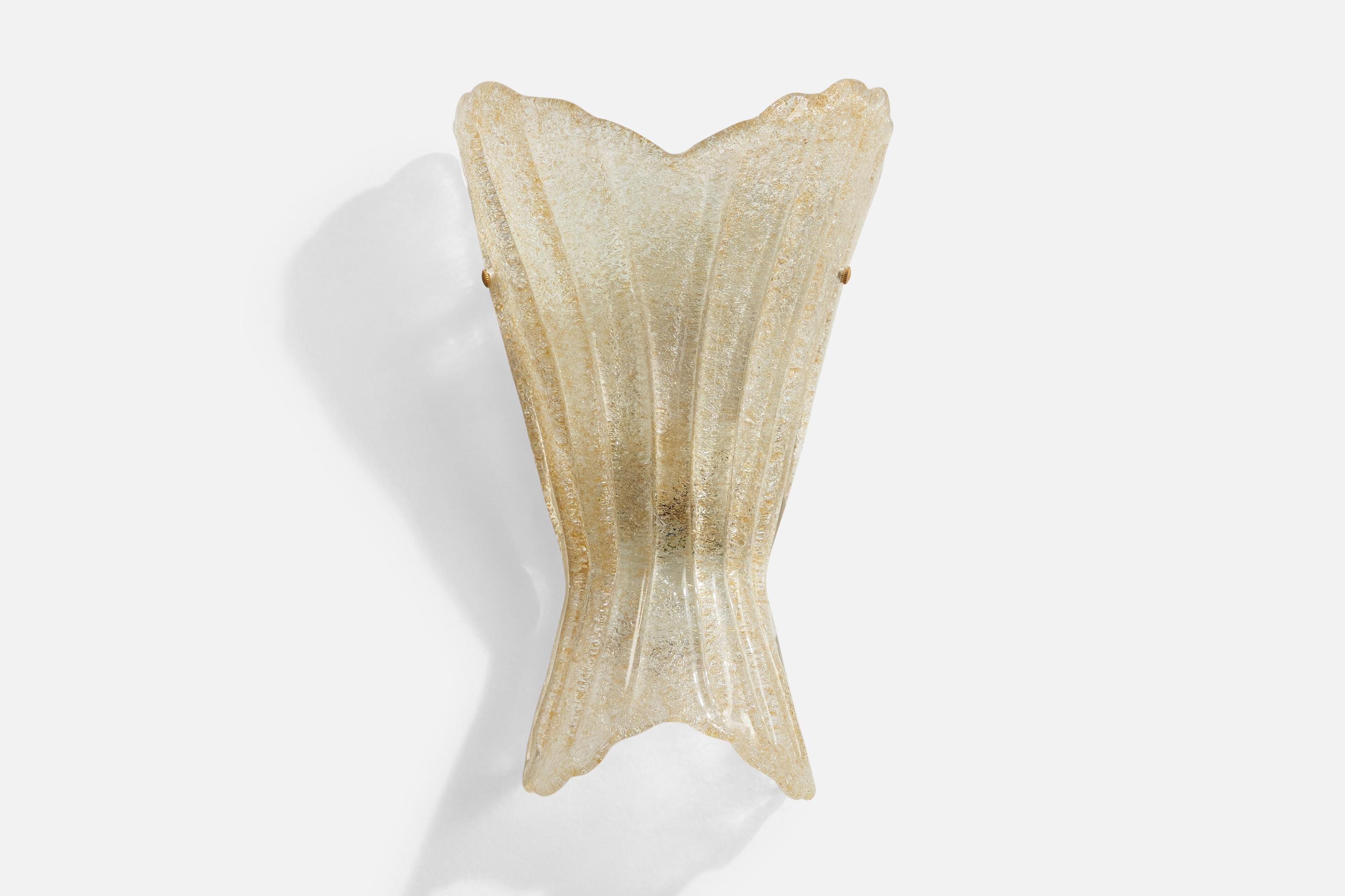 French Designer, Wall Lights, Glass, Brass, France, 1970s For Sale 1