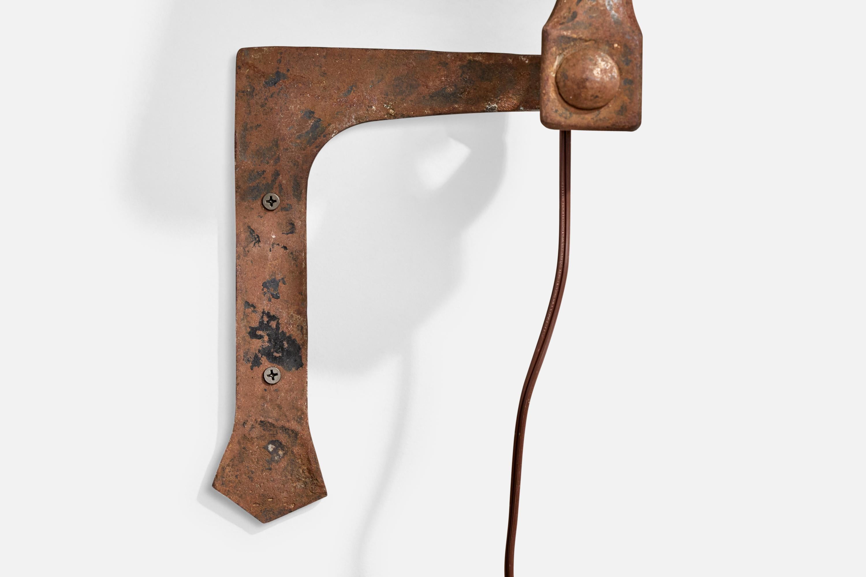 French Designer, Wall Lights, Iron, Fabric, France, 1940s For Sale 2