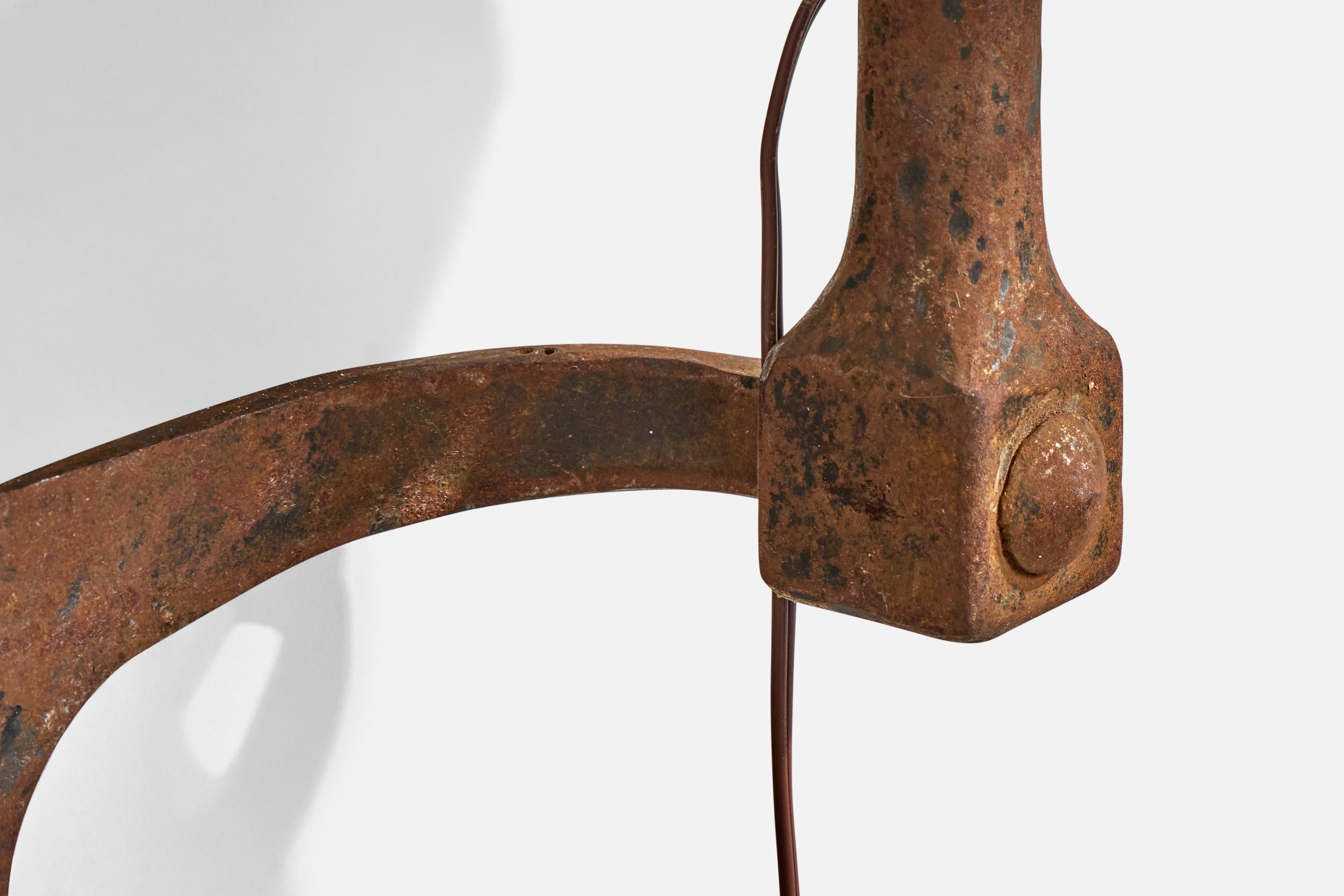 French Designer, Wall Lights, Iron, Fabric, France, 1940s For Sale 3