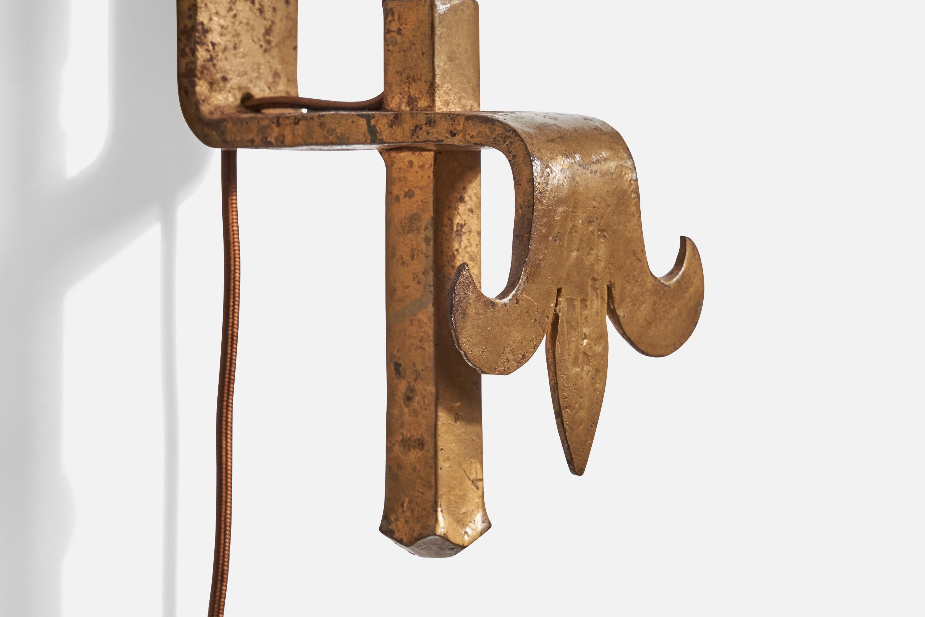 French Designer, Wall Lights, Iron, Fabric, France, 1940s For Sale 4