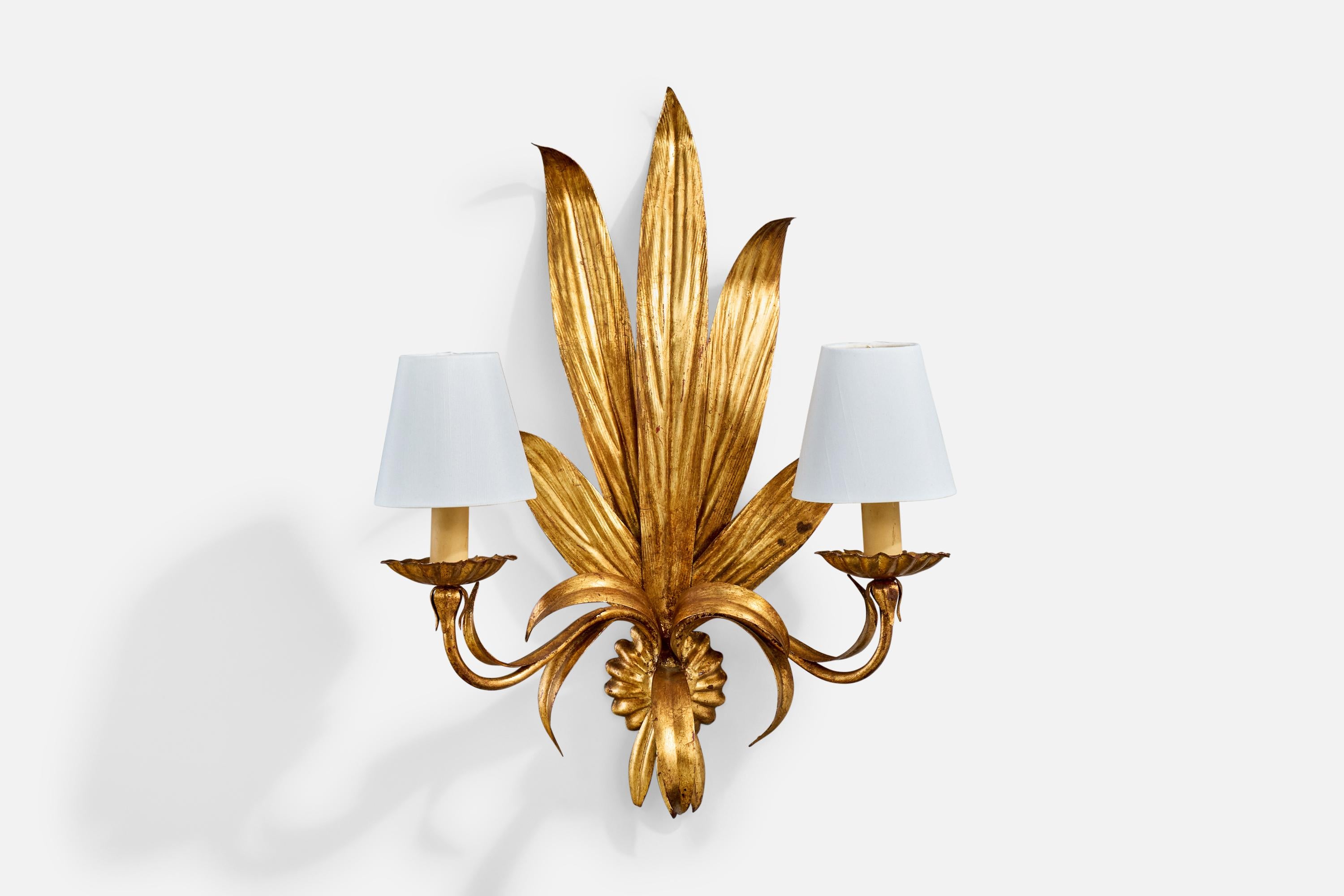 Mid-20th Century French Designer, Wall Lights, Metal, Bakelite, Fabric, France, 1940s For Sale