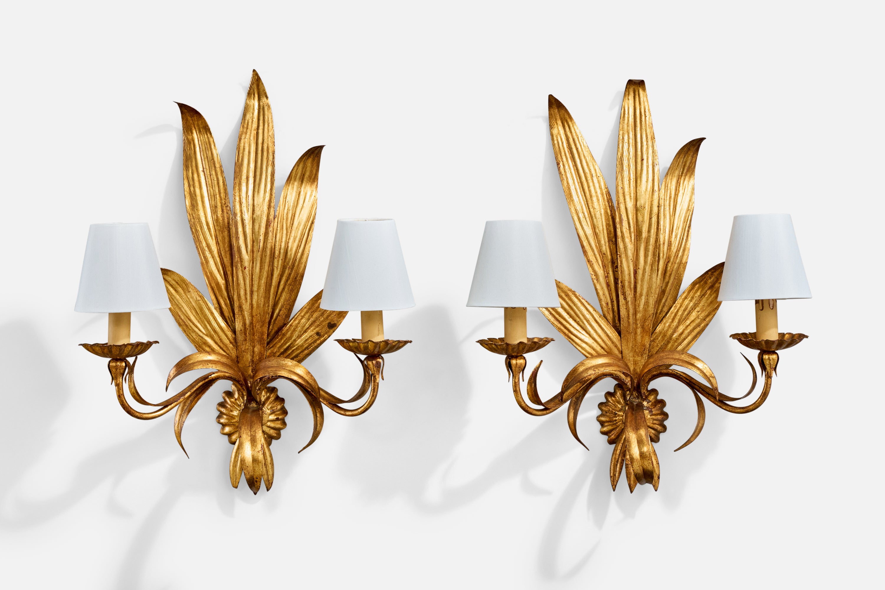 French Designer, Wall Lights, Metal, Bakelite, Fabric, France, 1940s For Sale