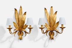 French Designer, Wall Lights, Metal, Bakelite, Fabric, France, 1940s