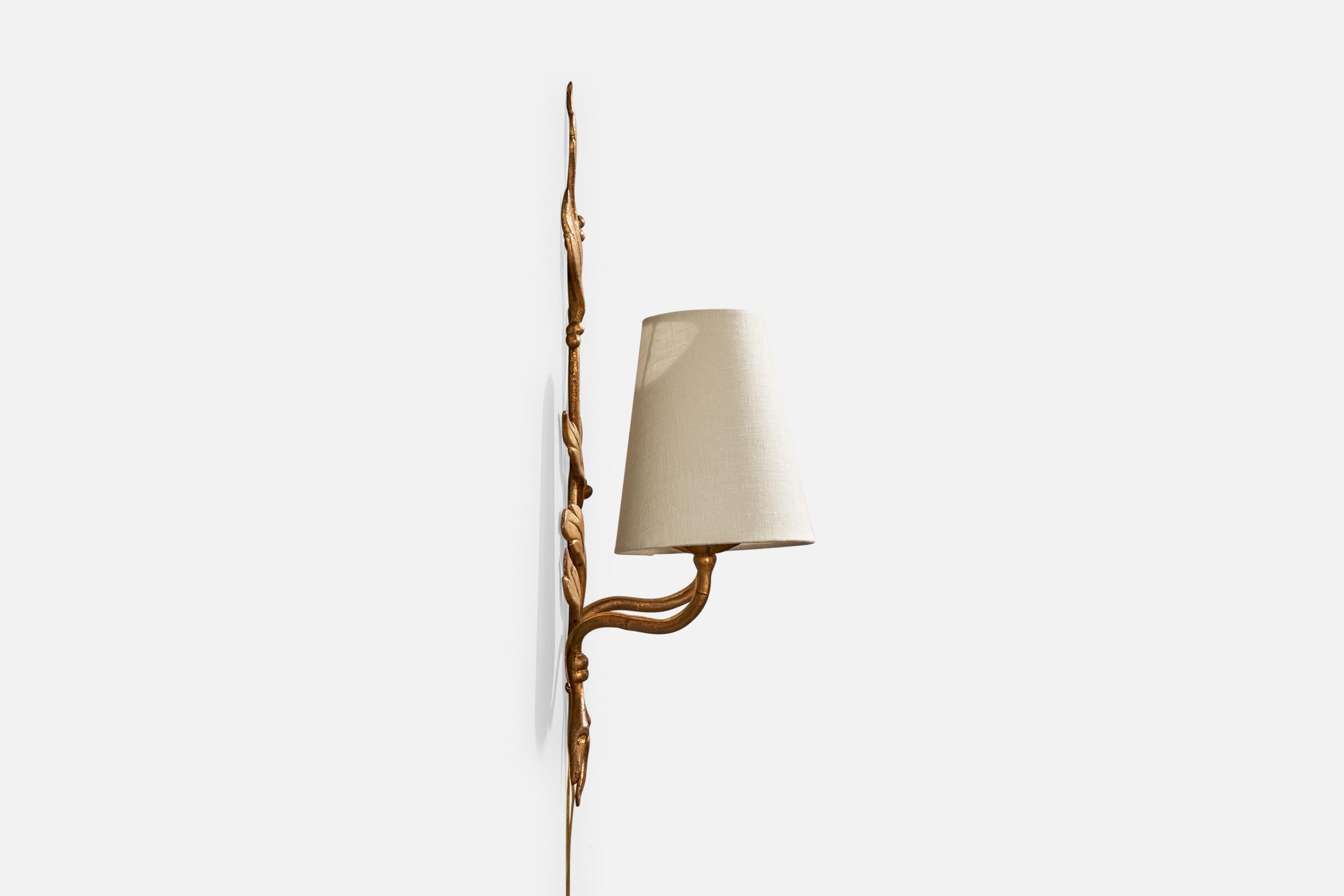 Metà XX secolo Designer francese, lampade da parete, metallo, tessuto, Francia, anni '1940 in vendita