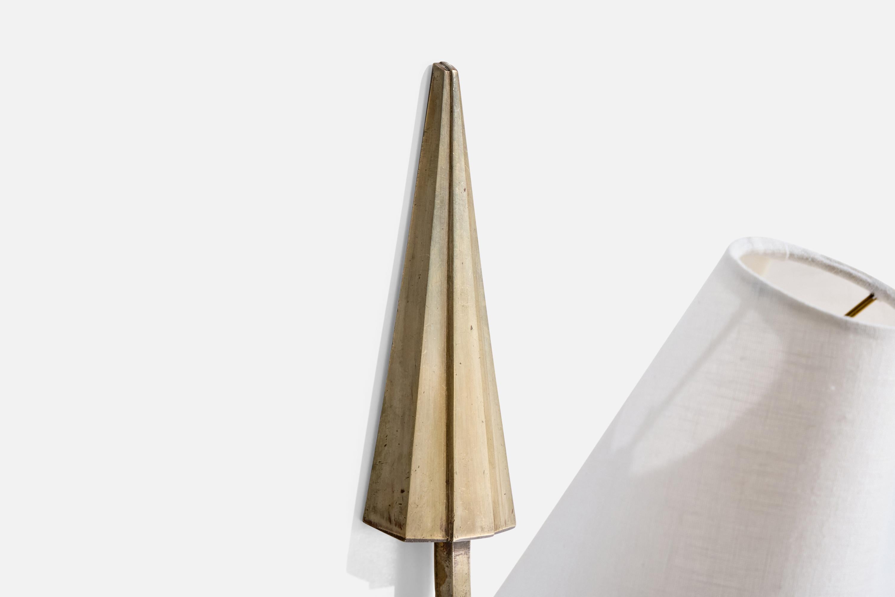 French Designer, Wall Lights, Metal, Fabric, France, 1940s For Sale 2