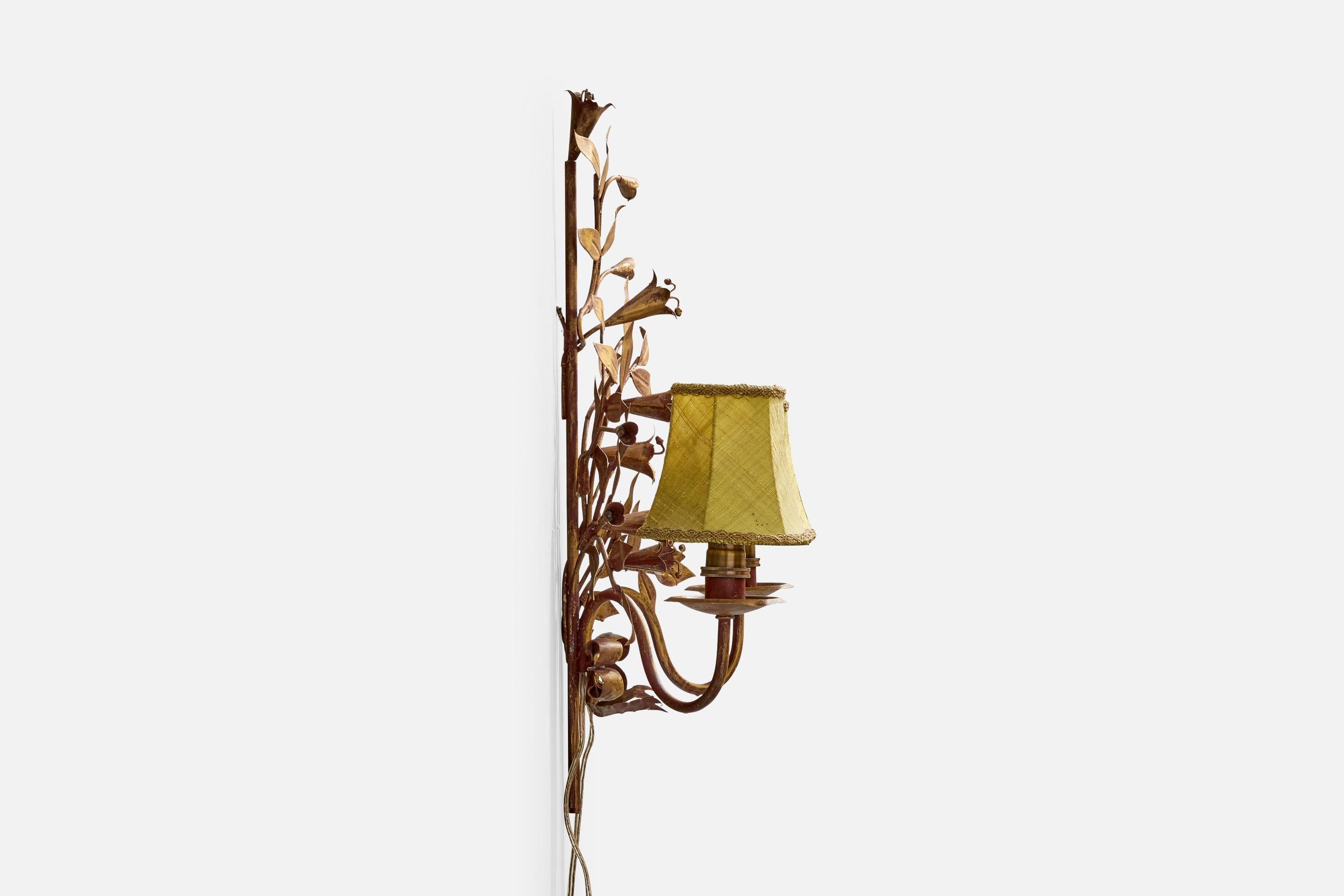Milieu du XXe siècle Designer français, Lights murales, métal, tissu, France, années 1940 en vente