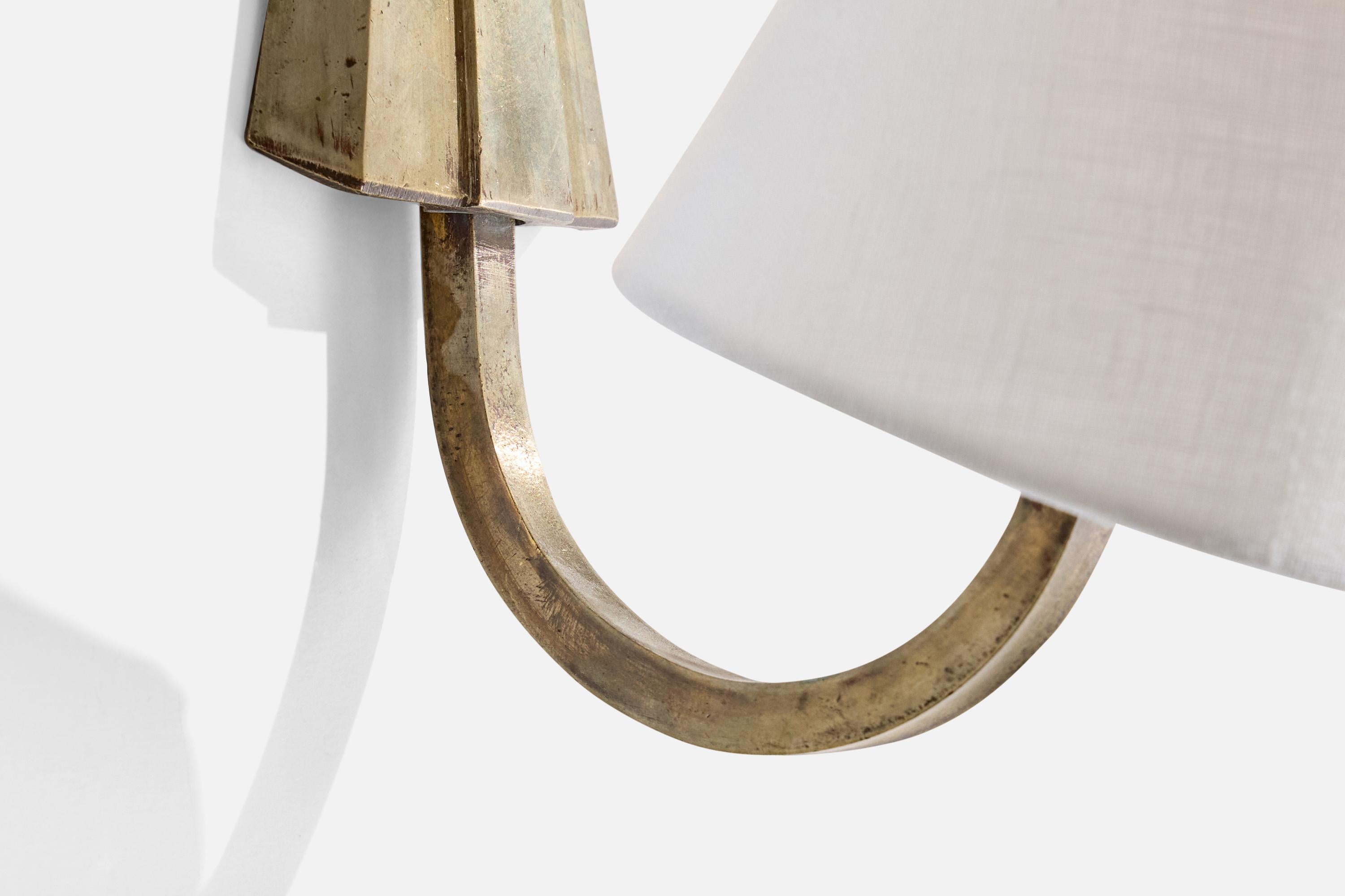 French Designer, Wall Lights, Metal, Fabric, France, 1940s For Sale 3