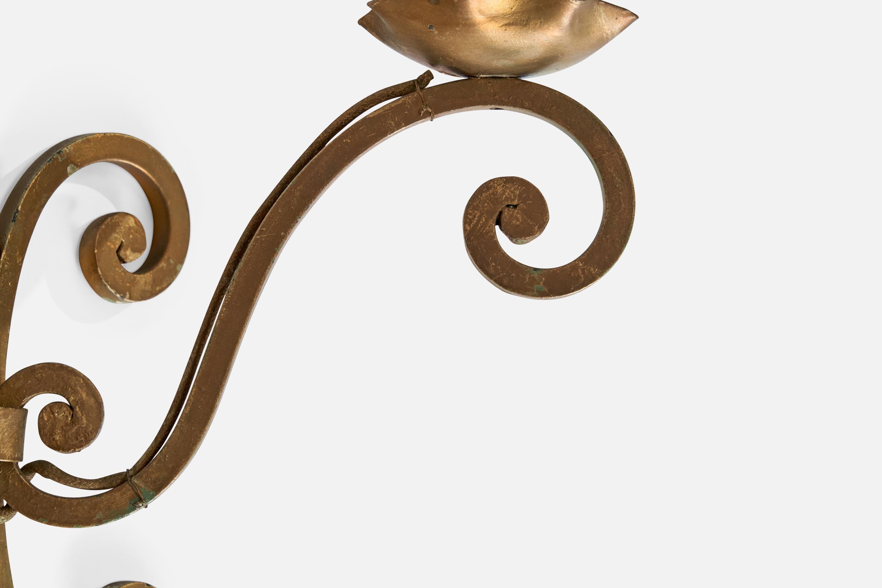 French Designer, Wall Lights, Metal, Fabric, France, 1940s 3