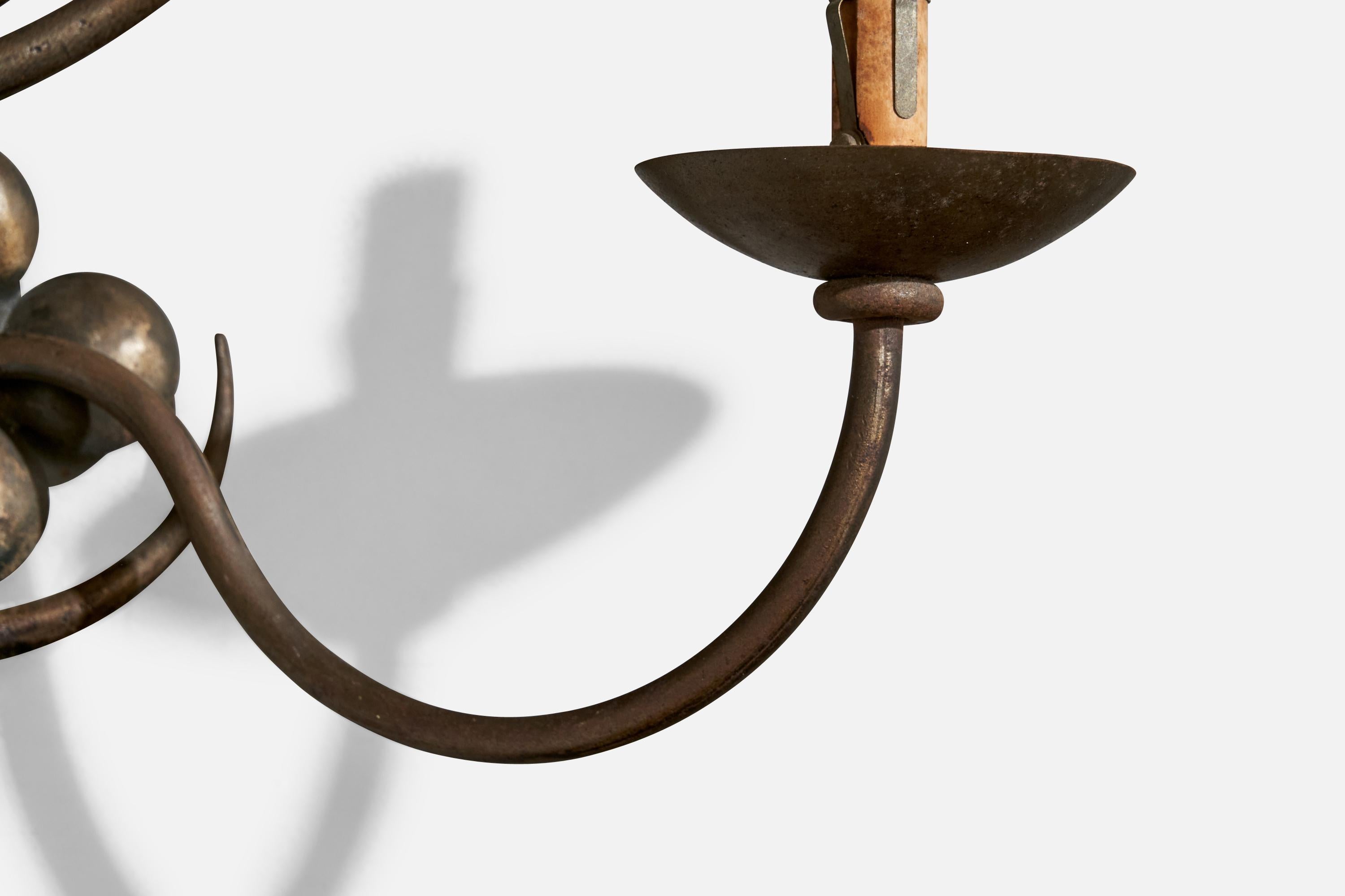 French Designer, Wall Lights, Metal, Fabric, France, 1940s For Sale 4