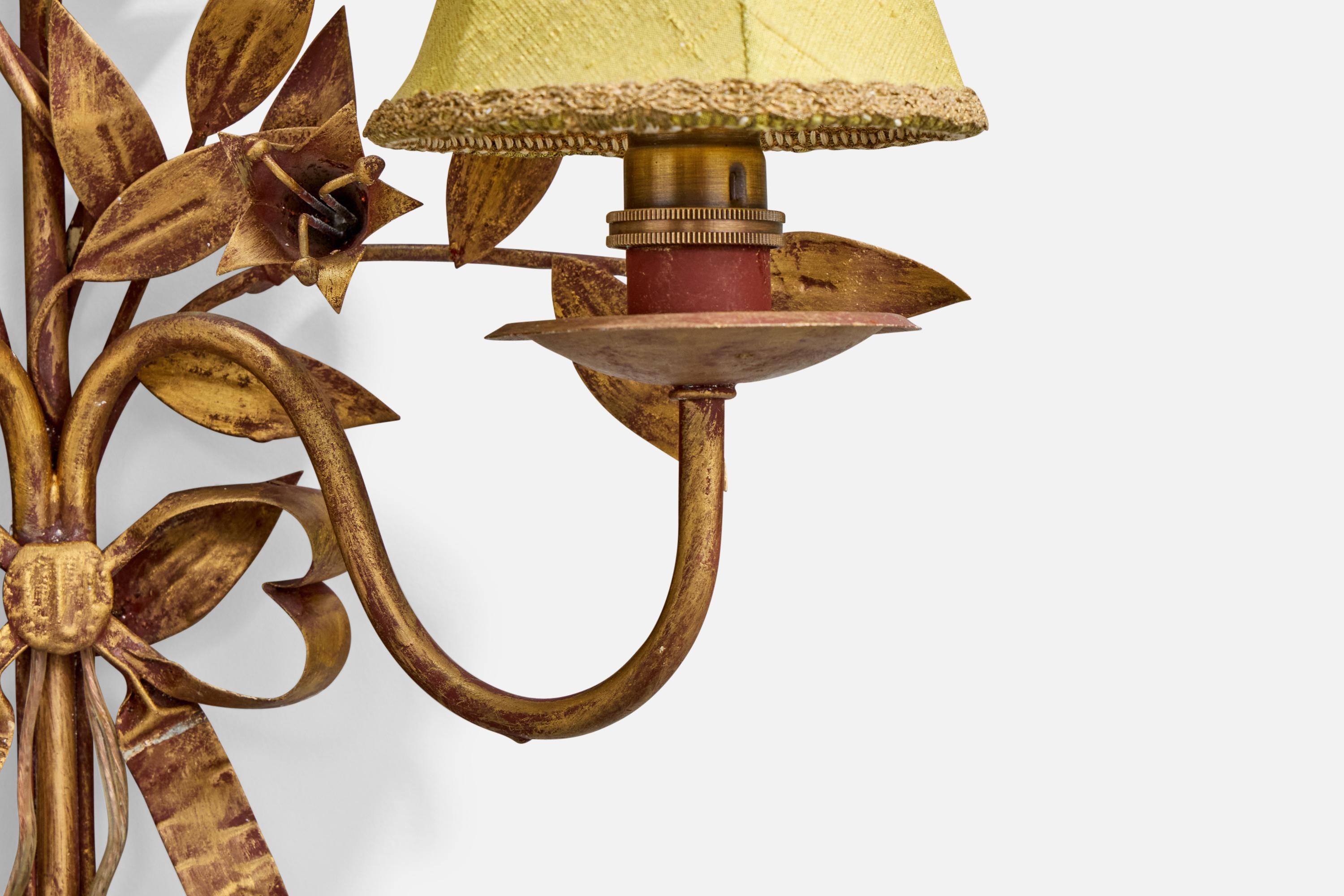 Designer français, Lights murales, métal, tissu, France, années 1940 en vente 1