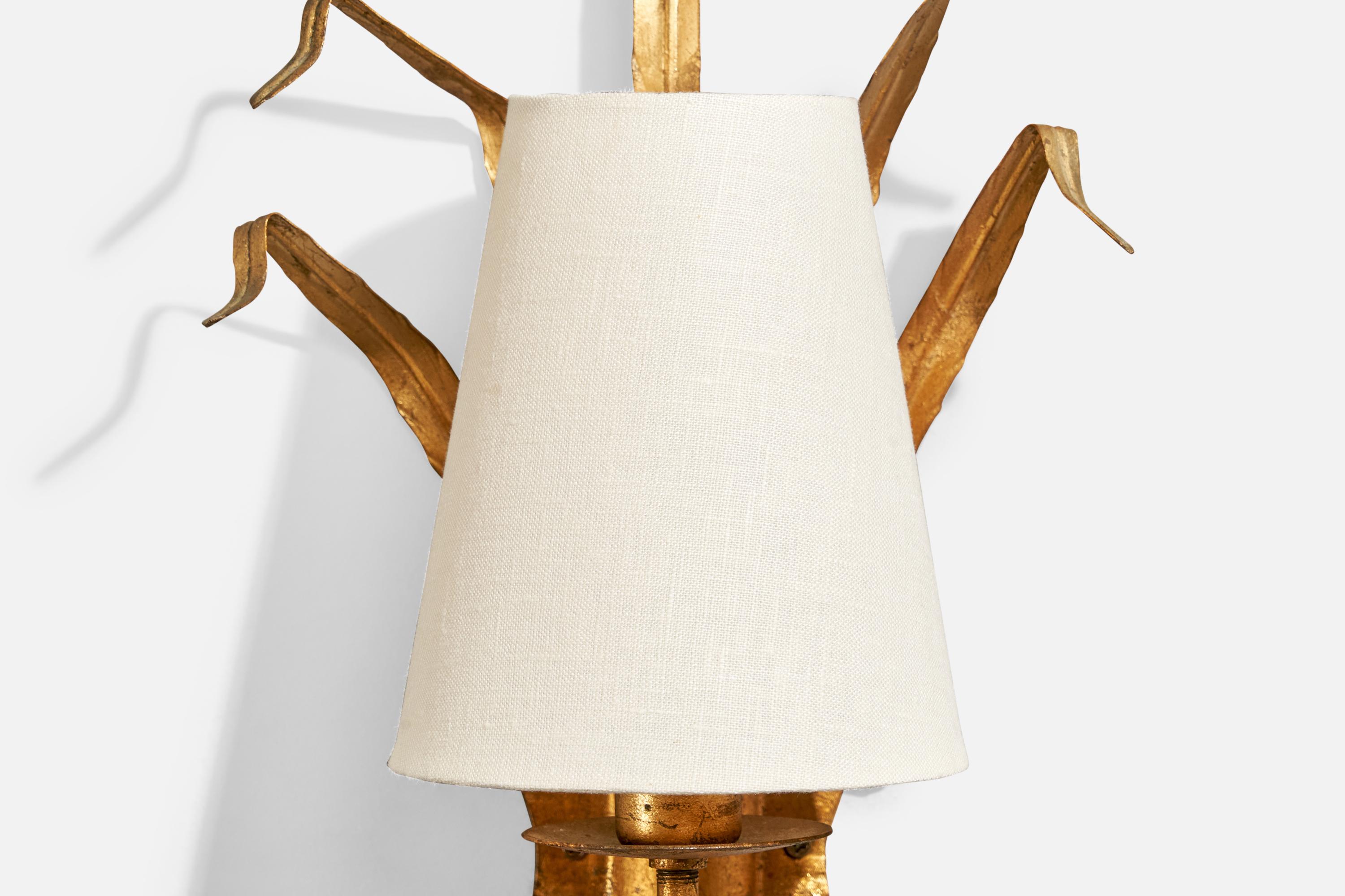 Designer francese, lampade da parete, metallo, tessuto, Francia, anni '1940 in vendita 3