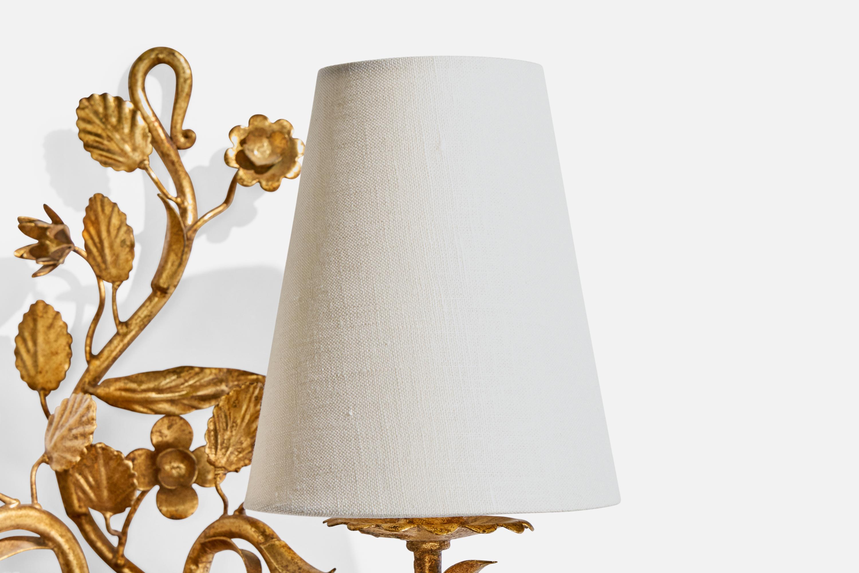Designer francese, lampade da parete, metallo, tessuto, Francia, anni '1940 in vendita 2