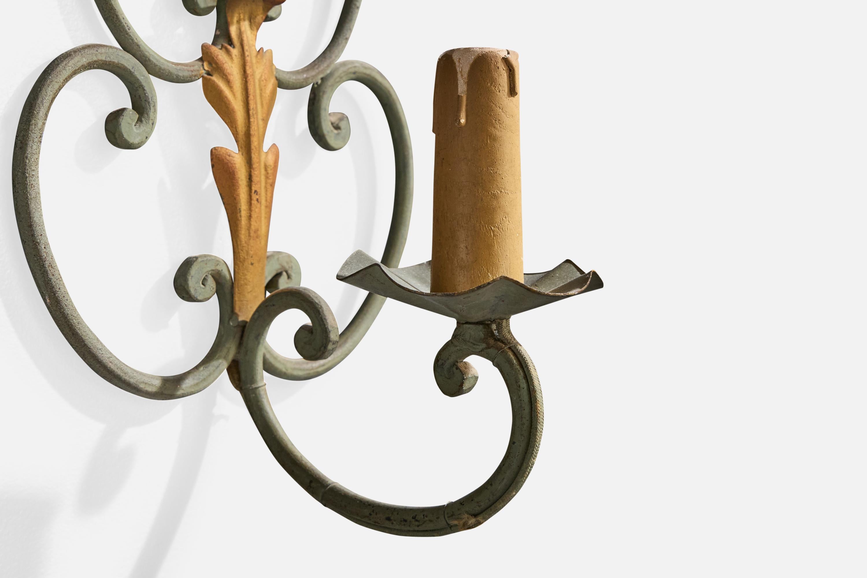 Designer francese, lampade da parete, metallo, tessuto, Francia, anni '1940 in vendita 2