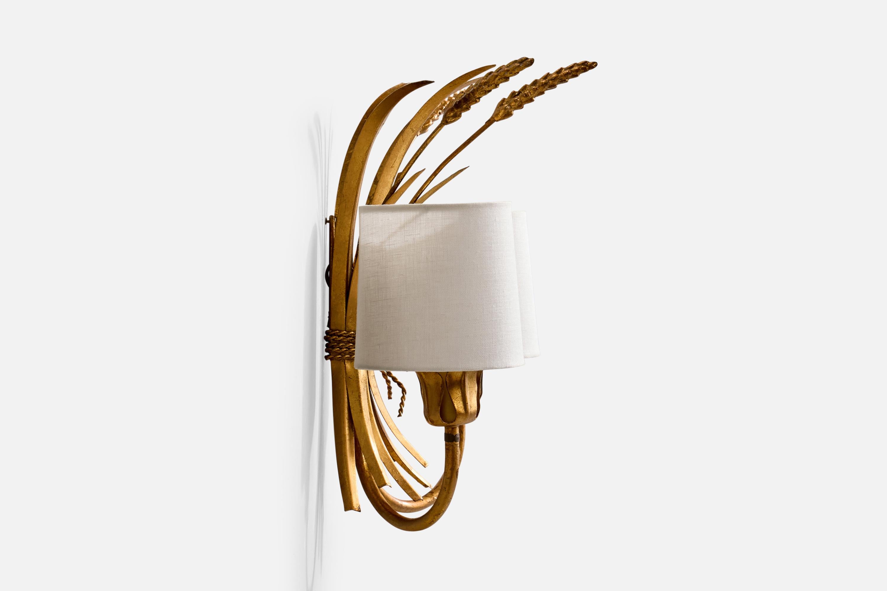 Französischer Designer, Wall Lights, Metall, Stoff, Frankreich, 1950er Jahre (Mitte des 20. Jahrhunderts) im Angebot