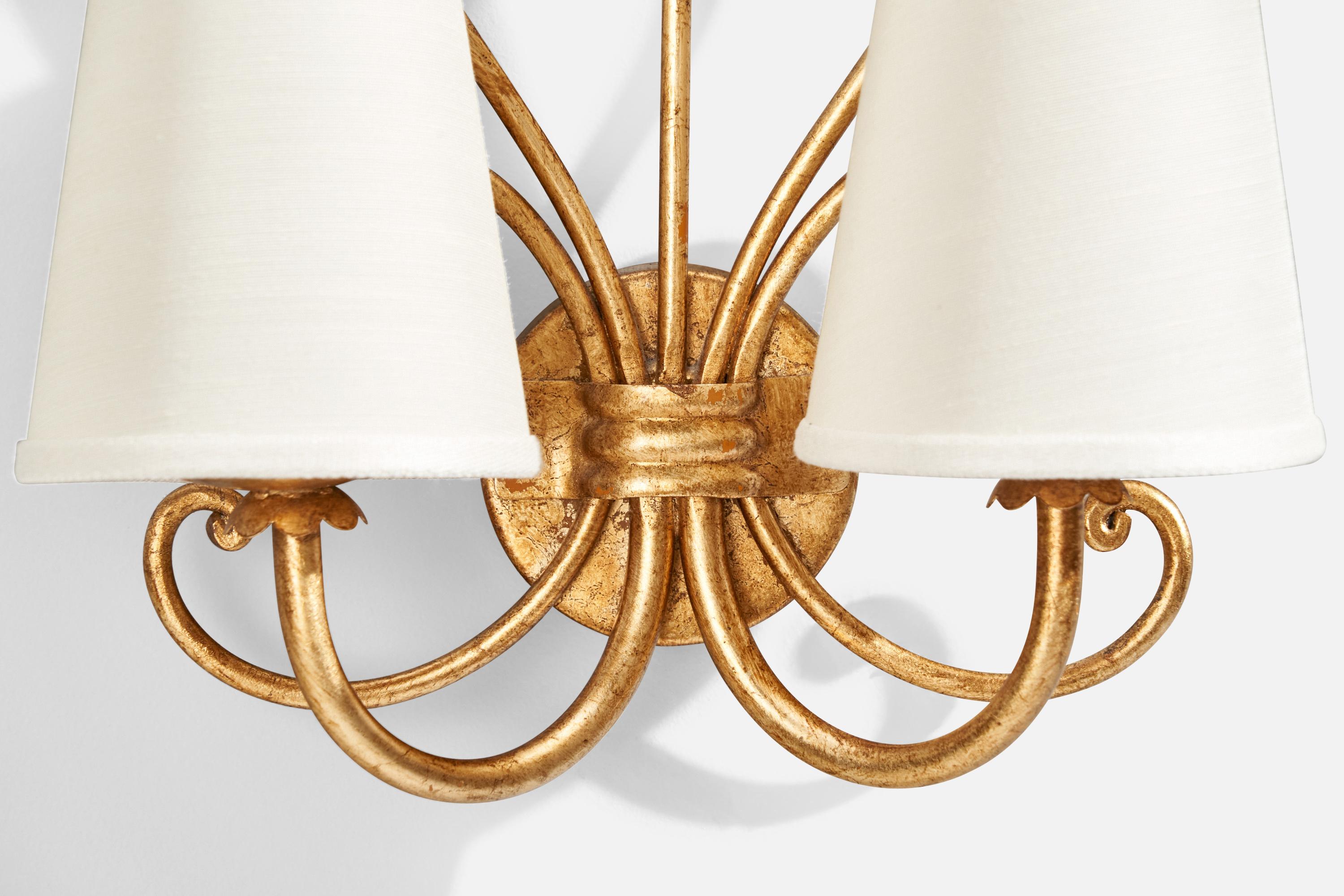 Designer francese, lampade da parete, metallo, tessuto, Francia, anni '1950 in vendita 1