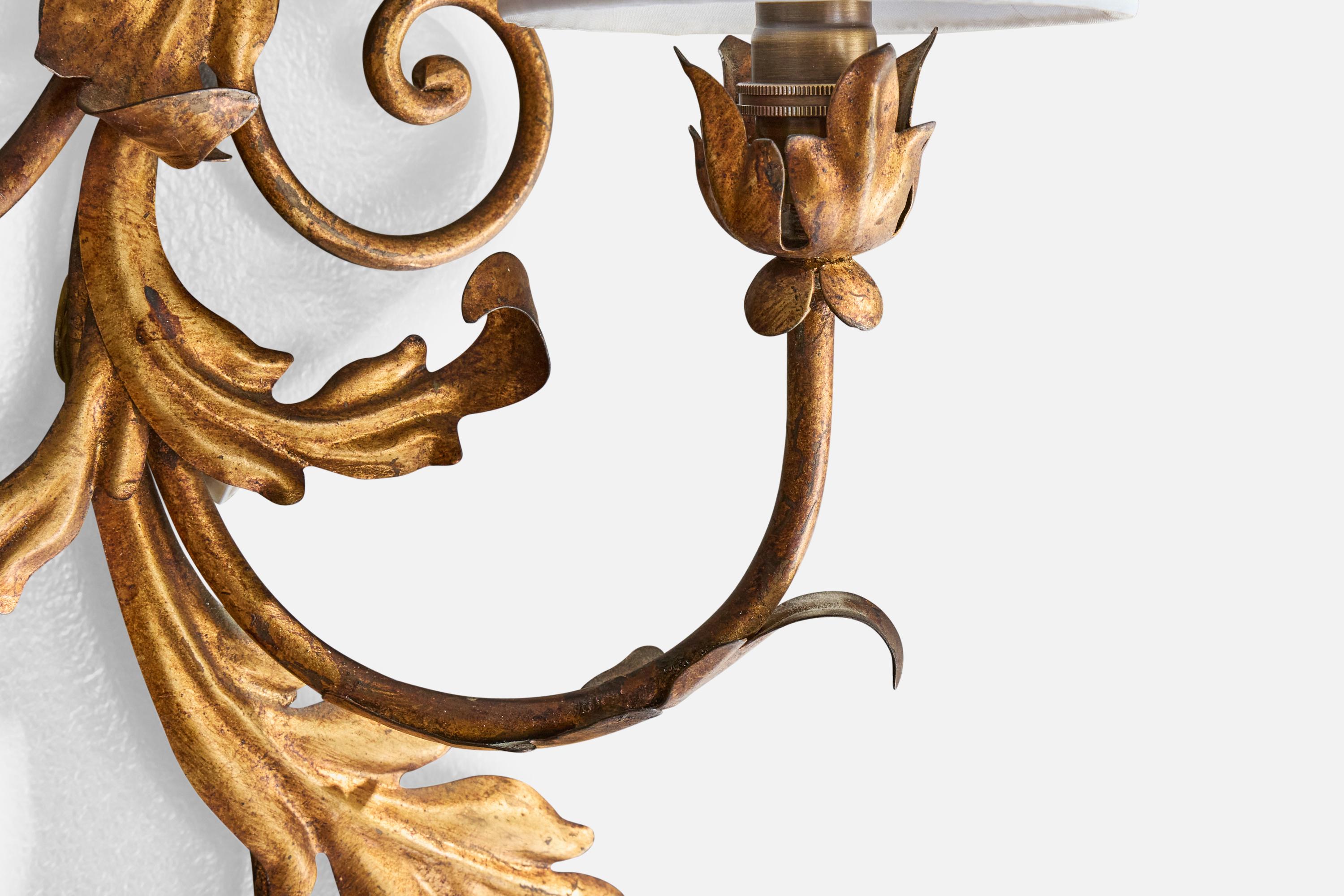Designer francese, lampade da parete, metallo, tessuto, Francia, anni '1950 in vendita 1