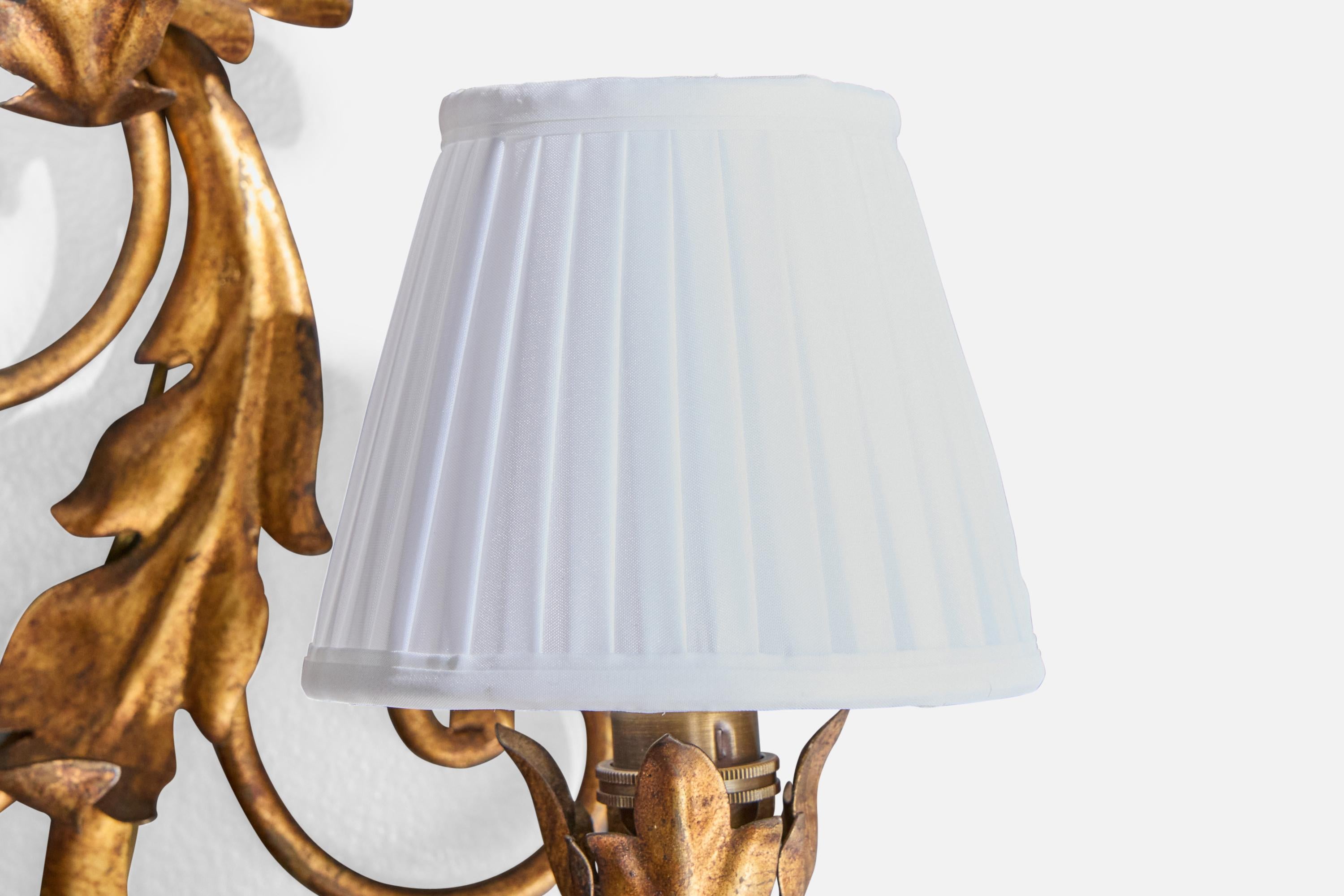 Designer francese, lampade da parete, metallo, tessuto, Francia, anni '1950 in vendita 2