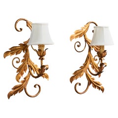 French Designer, Wall Lights, Metal, Fabric, France, 1950s