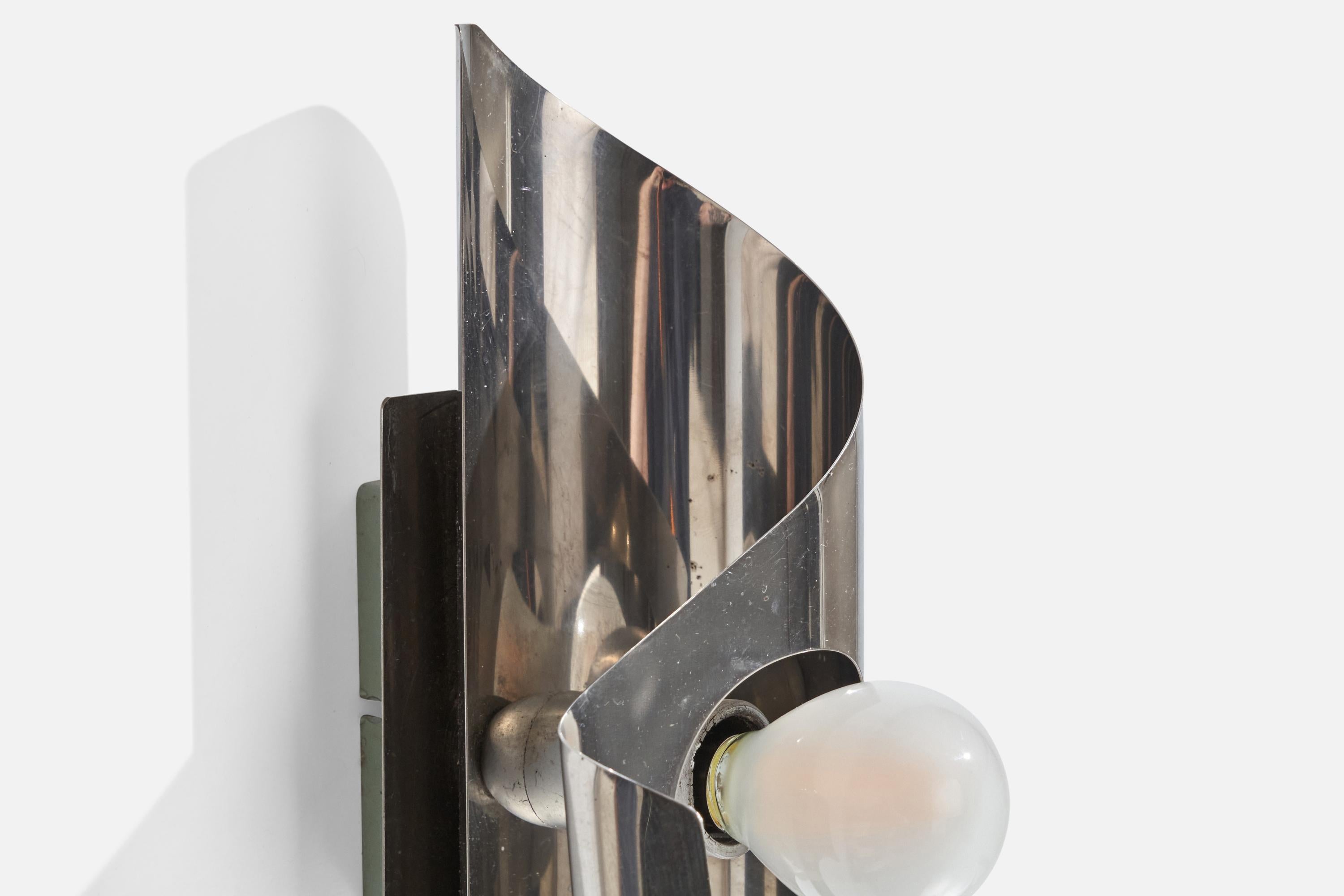 French Designer, Wall Lights, Metal, France, 1970s For Sale 2