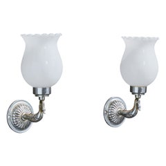 Designer francese, lampade da parete, metallo, vetro, Francia, anni '50