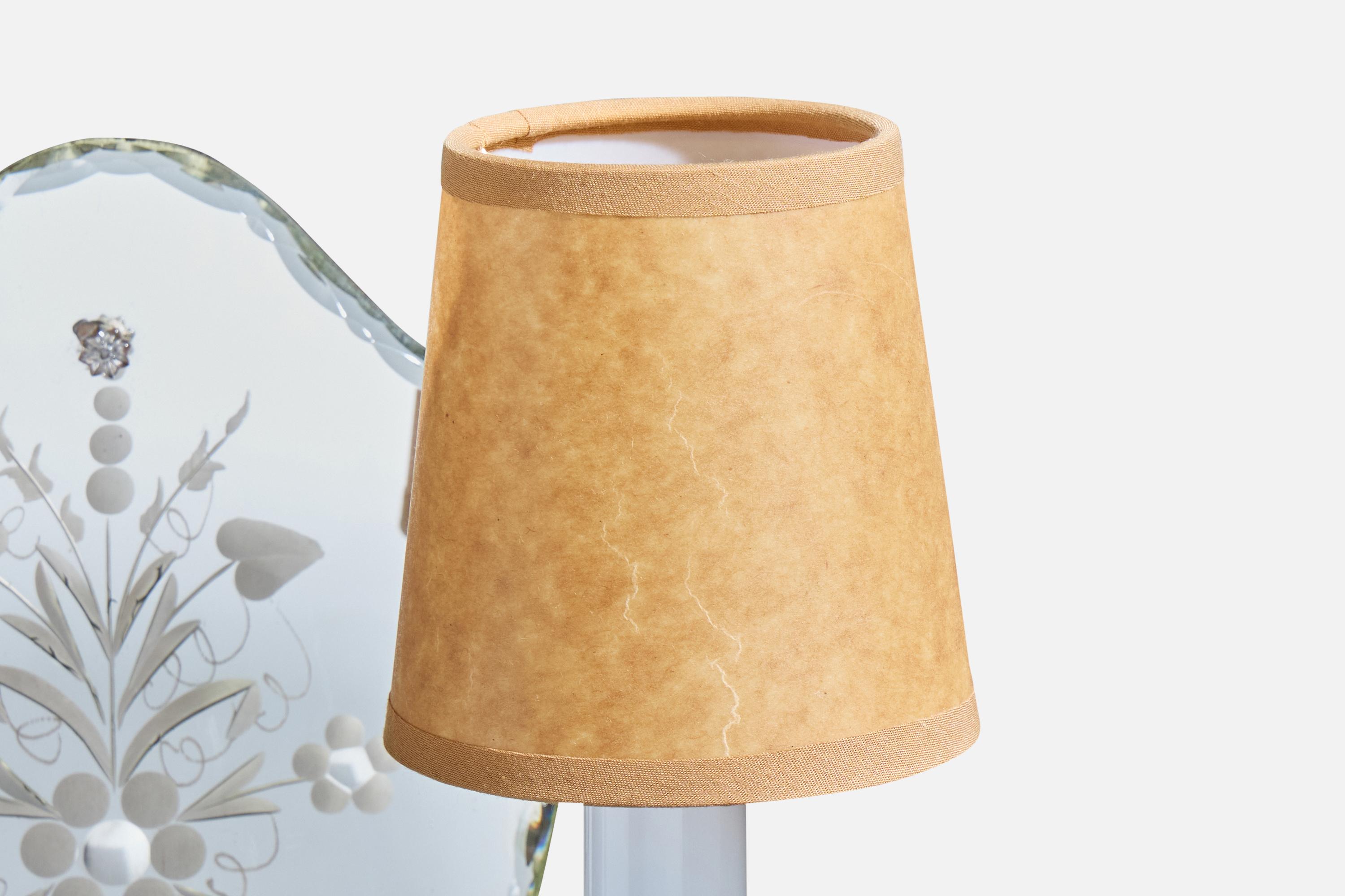 Designer français, appliques, métal, miroir, verre, parchemin, France, années 1950 3