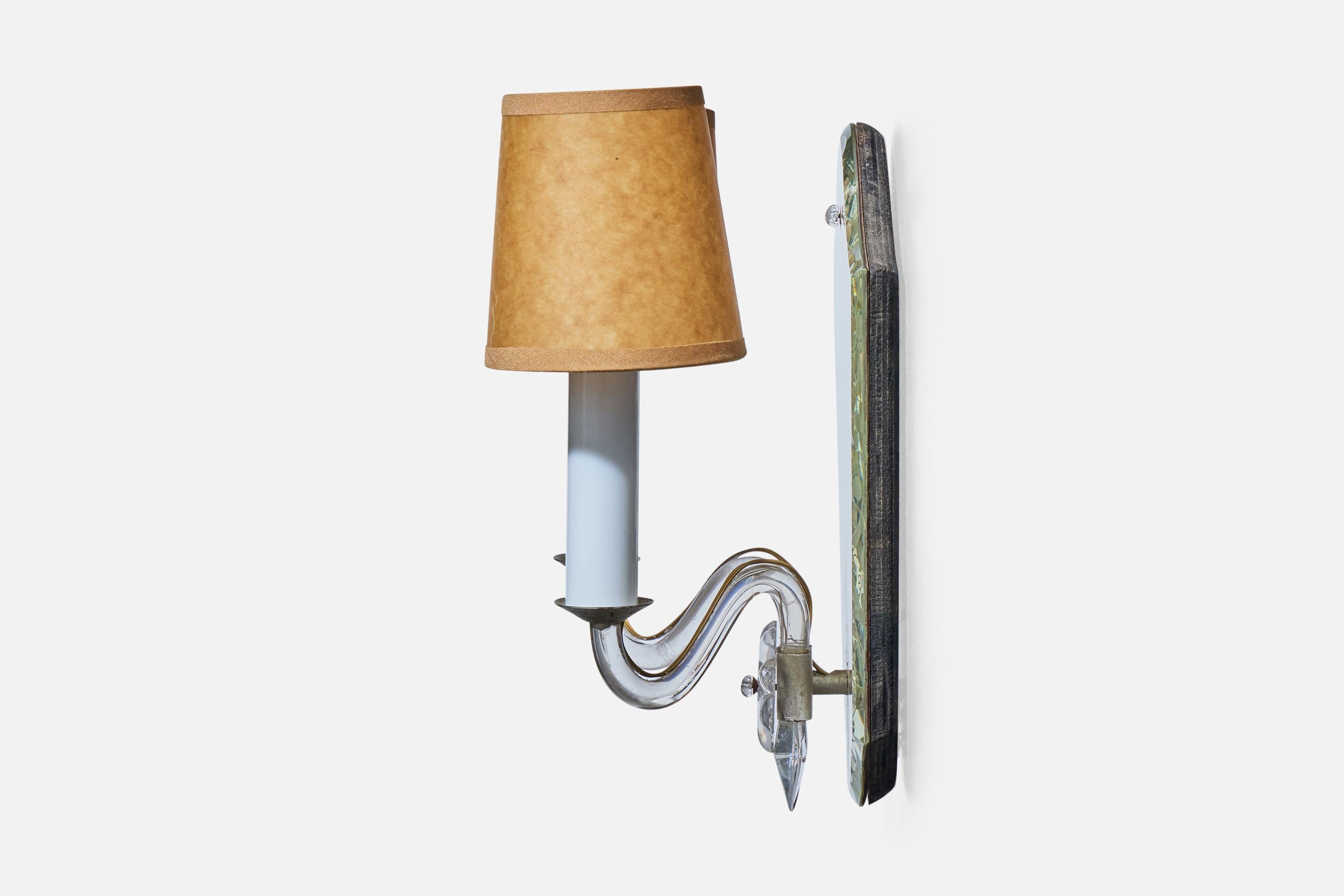 Designer français, appliques, métal, miroir, verre, parchemin, France, années 1950 État moyen à High Point, NC