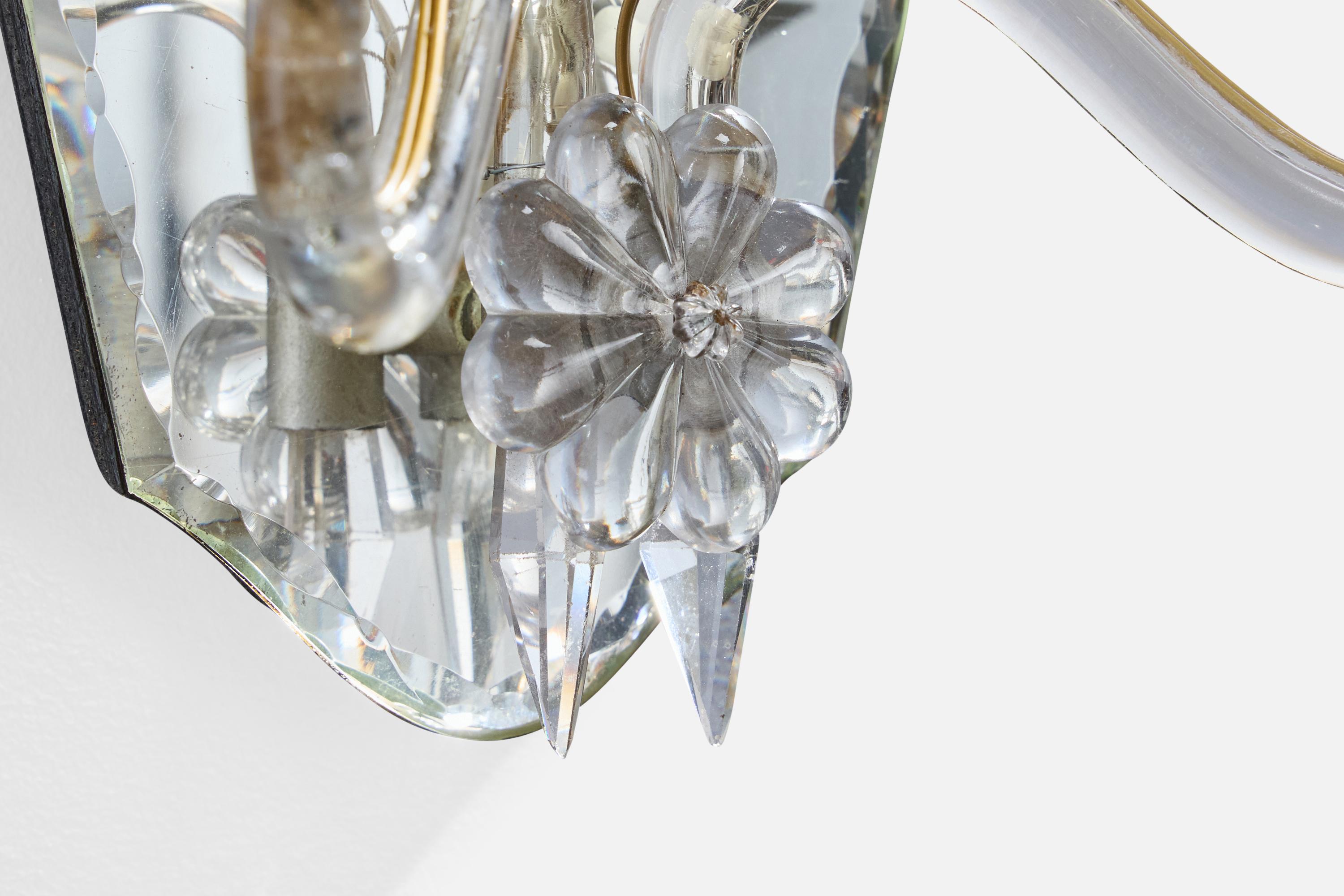 Designer français, appliques, métal, miroir, verre, parchemin, France, années 1950 2