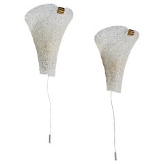 French Designer, Wall Lights, Plastic Resin, Brass, France, 1960s