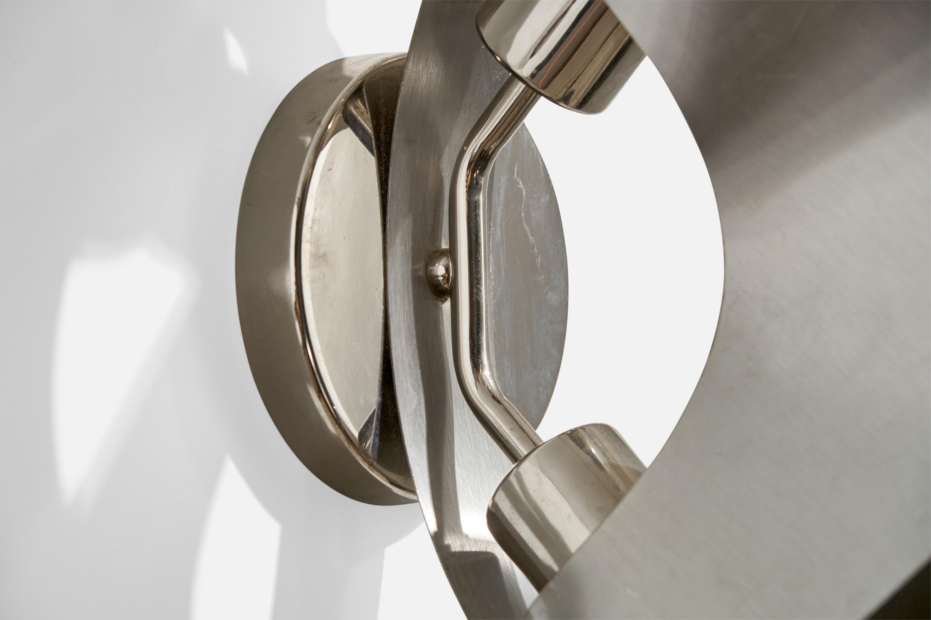 French Designer, Wall Lights, Steel, France, c. 1970s For Sale 6