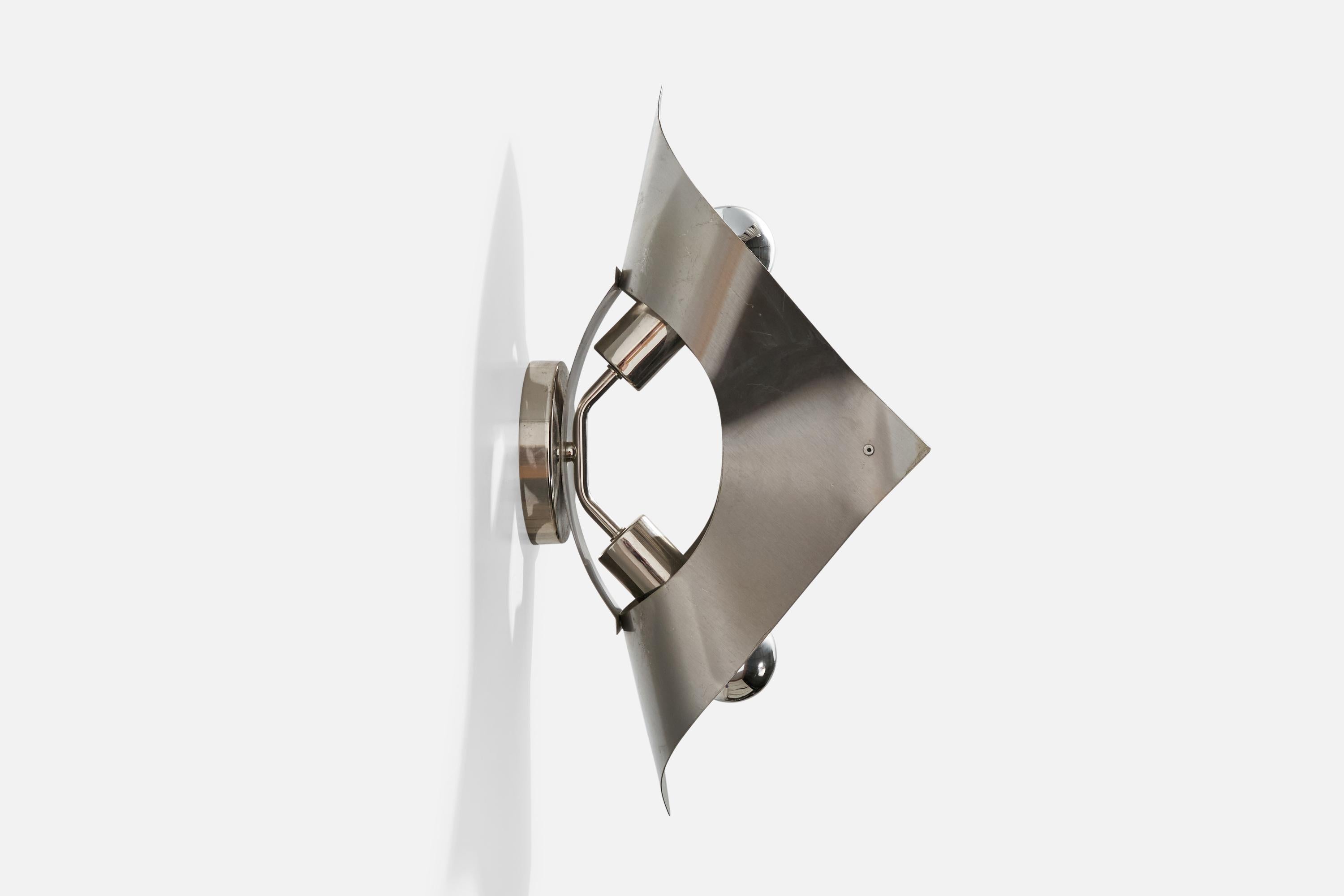 French Designer, Wall Lights, Steel, France, c. 1970s For Sale 5