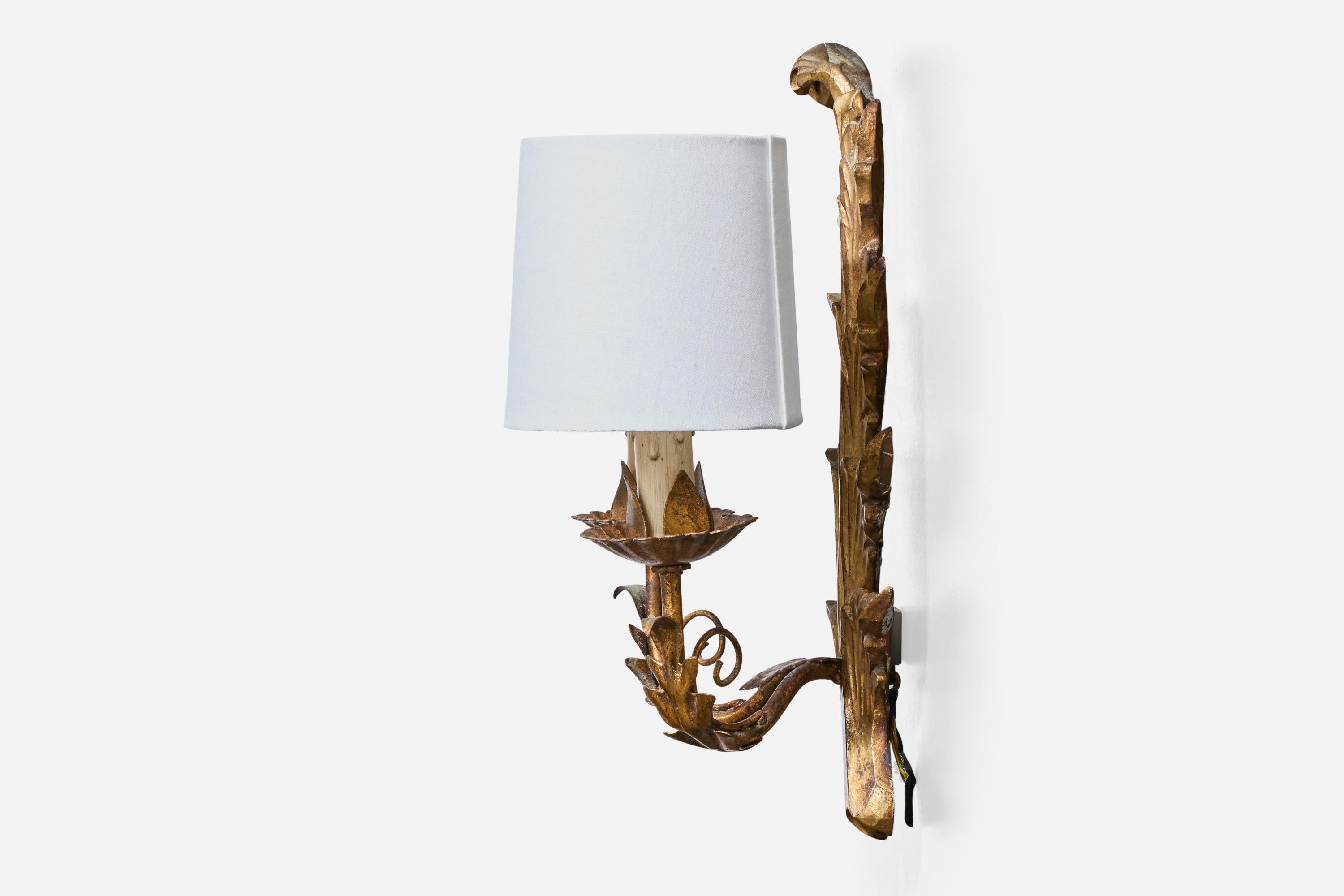 Design Design-Light, Wood, Brass, Fabric, France, 1940s en vente 2