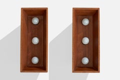Französischer Designer, Wandleuchten, Holz, Frankreich, 1950er Jahre