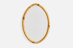 French Designer, Wall Mirror, Bamboo, France, 1950s
